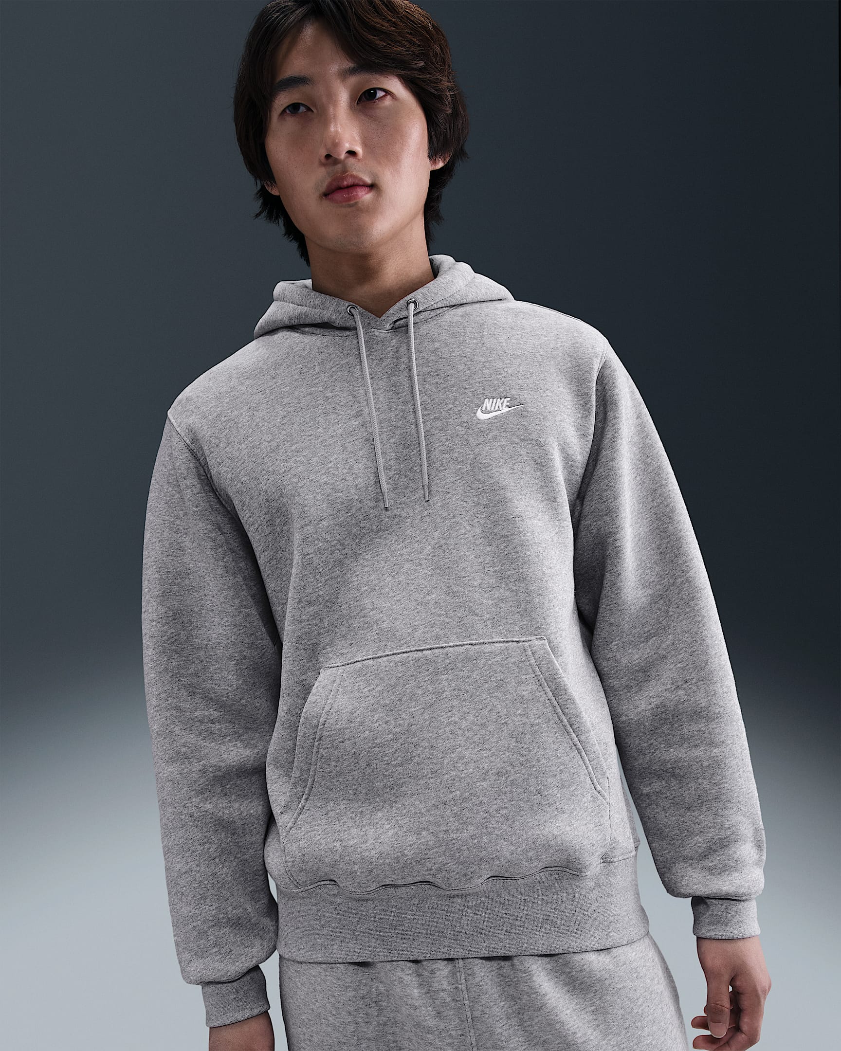 Nike Club 男子加绒套头连帽衫 - 调色暗灰/浅烟灰/白色