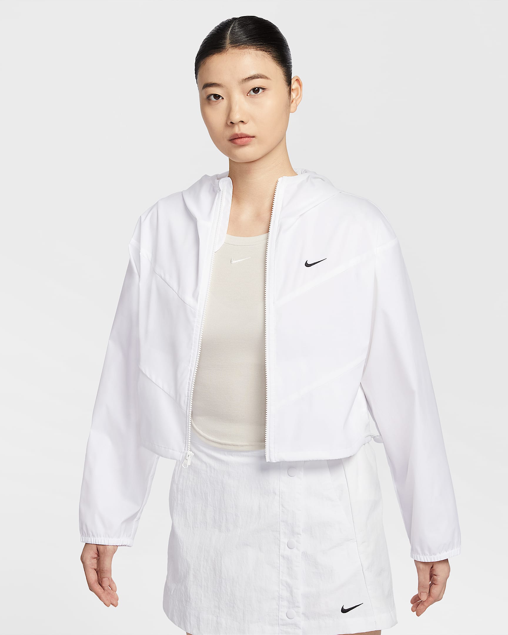 Nike Sportswear Windrunner 风行者系列女子宽松梭织连帽夹克 - 白色/白色/黑
