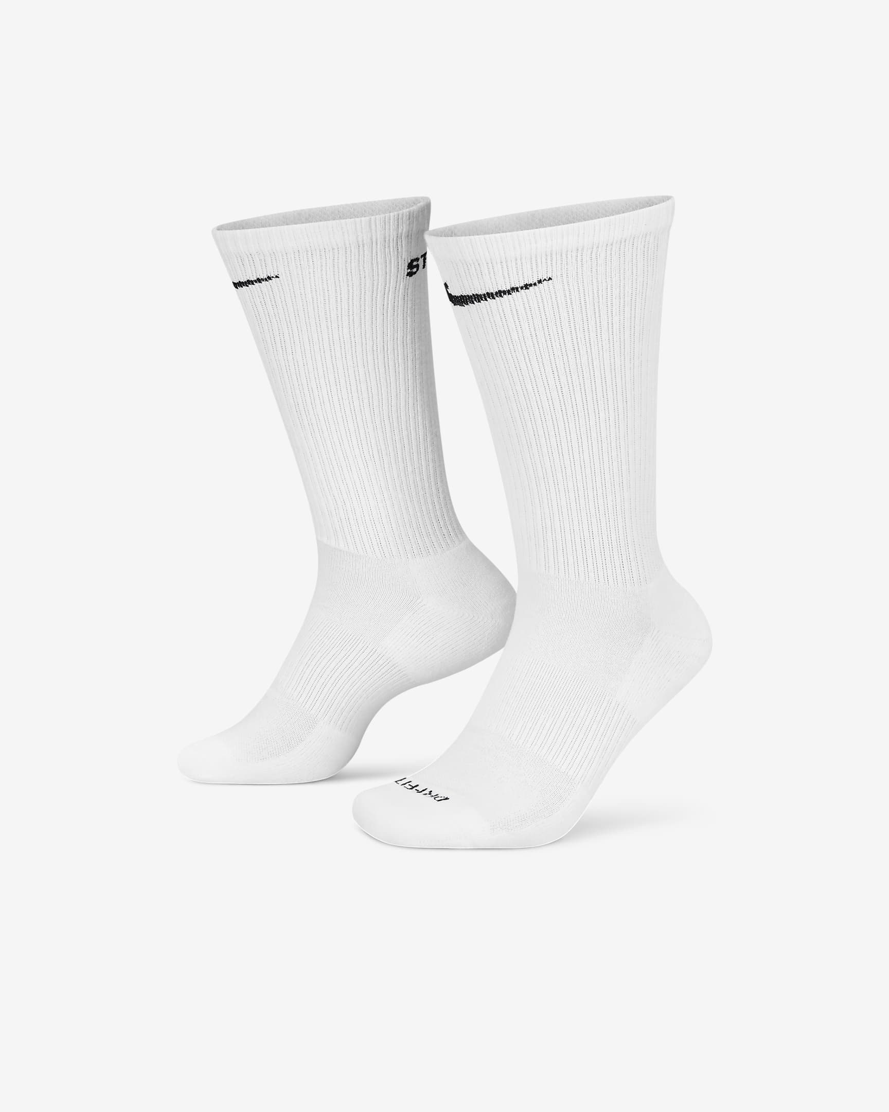 Nike Everyday Plus x Stüssy 舒适速干中筒运动袜（1 双） - 白色/黑