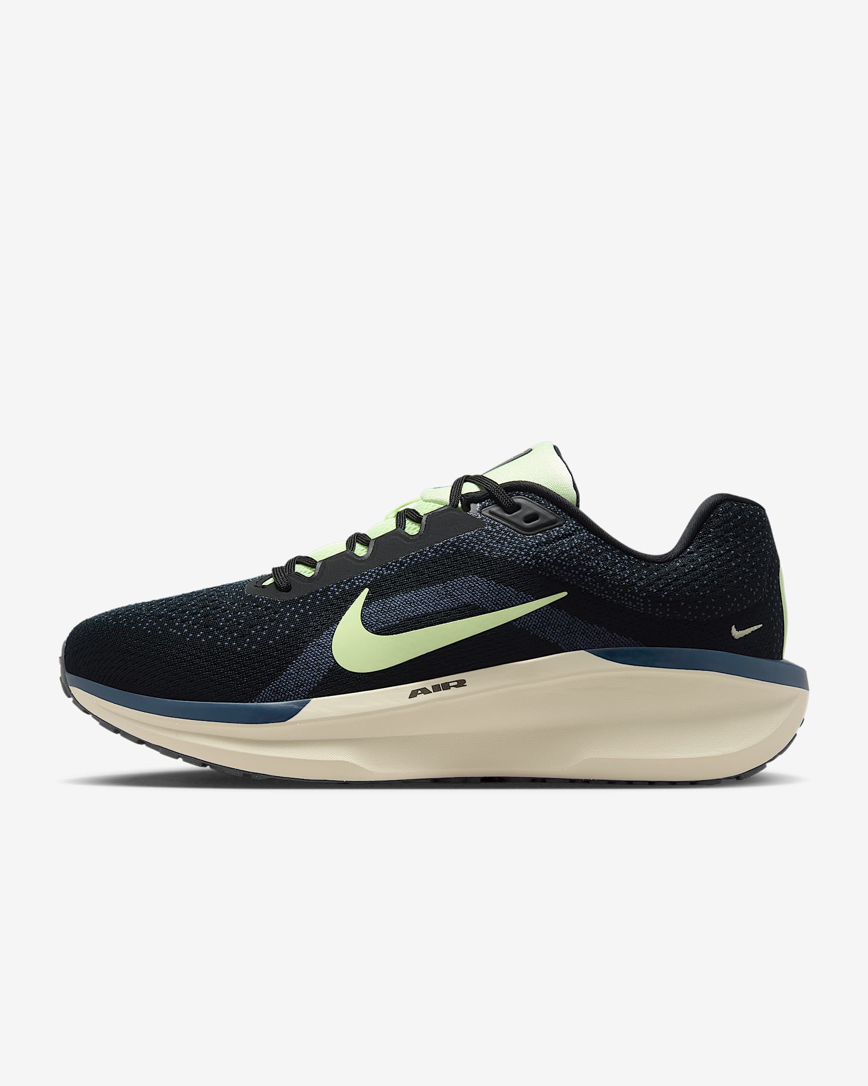 Nike Winflo 11 男子公路跑步鞋 - 黑/山峰白/浅卡其/微黄绿