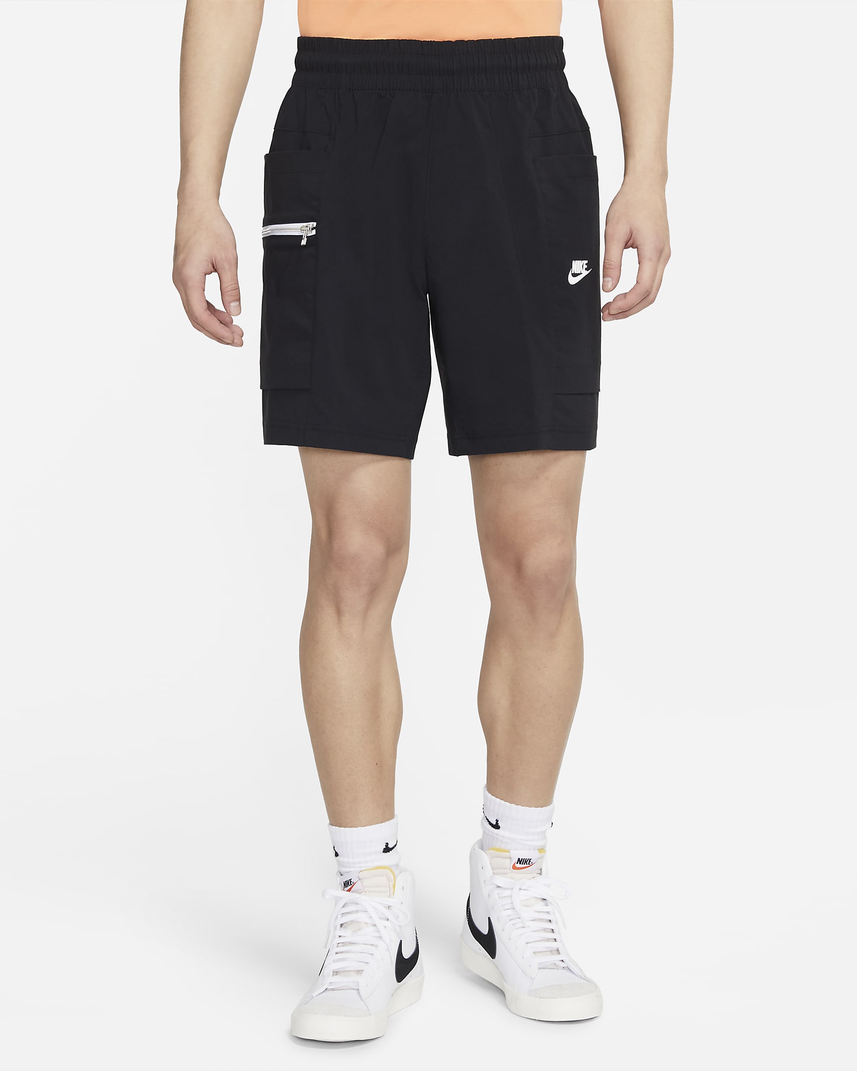 Nike Sportswear Modern Essentials 男子无衬里梭织短裤 - 黑/冰银/白色/白色