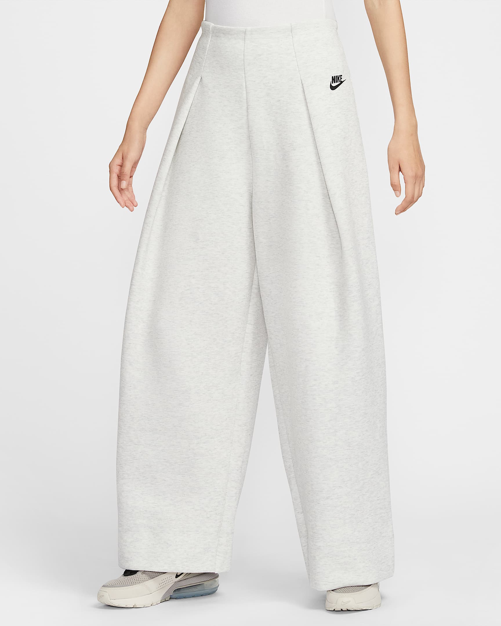 Nike Sportswear Tech Fleece 女子高腰褶裥长裤阔腿裤 - 浅灰/调色/黑