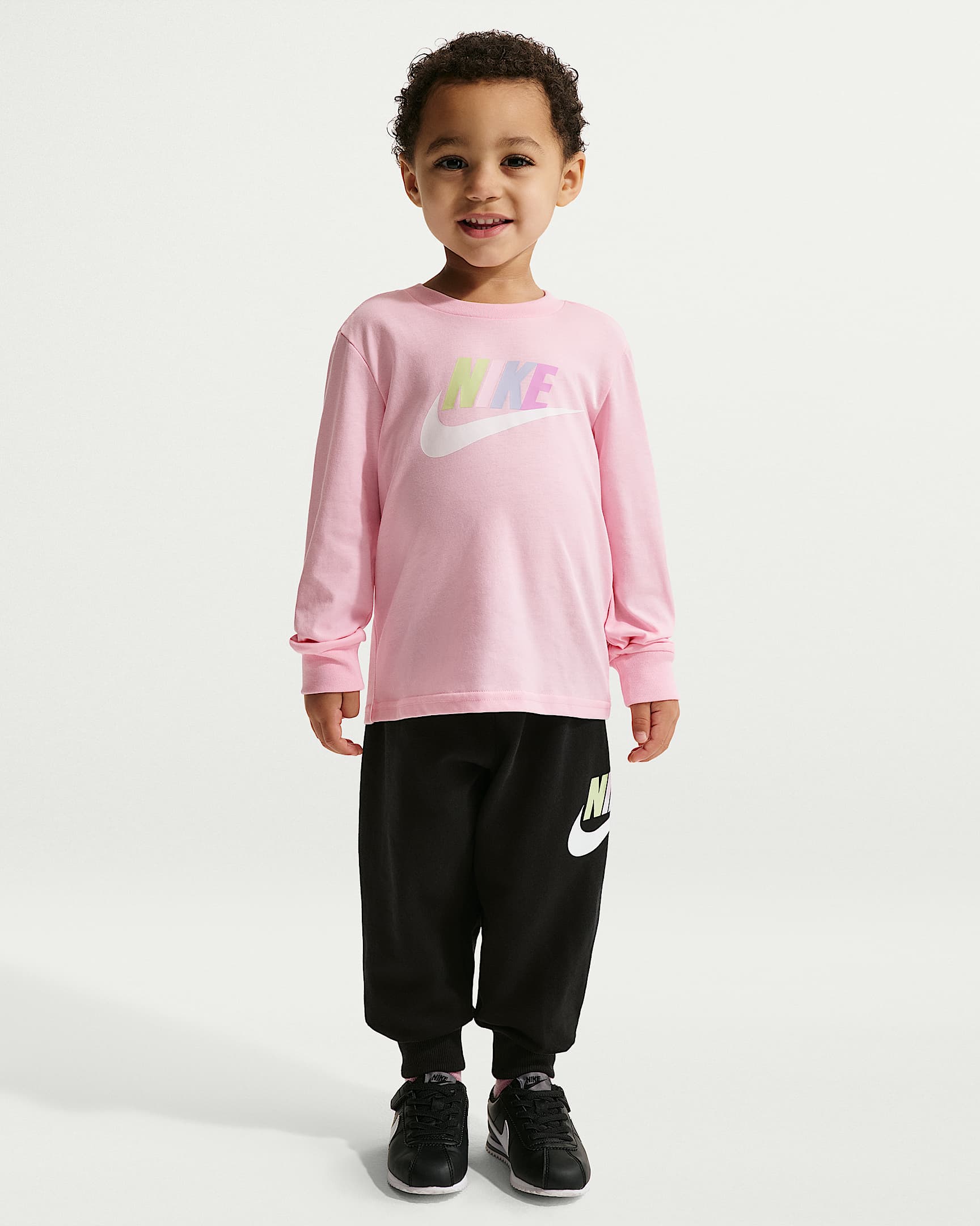 Nike 婴童长袖T恤和法式毛圈长裤套装 - 黑