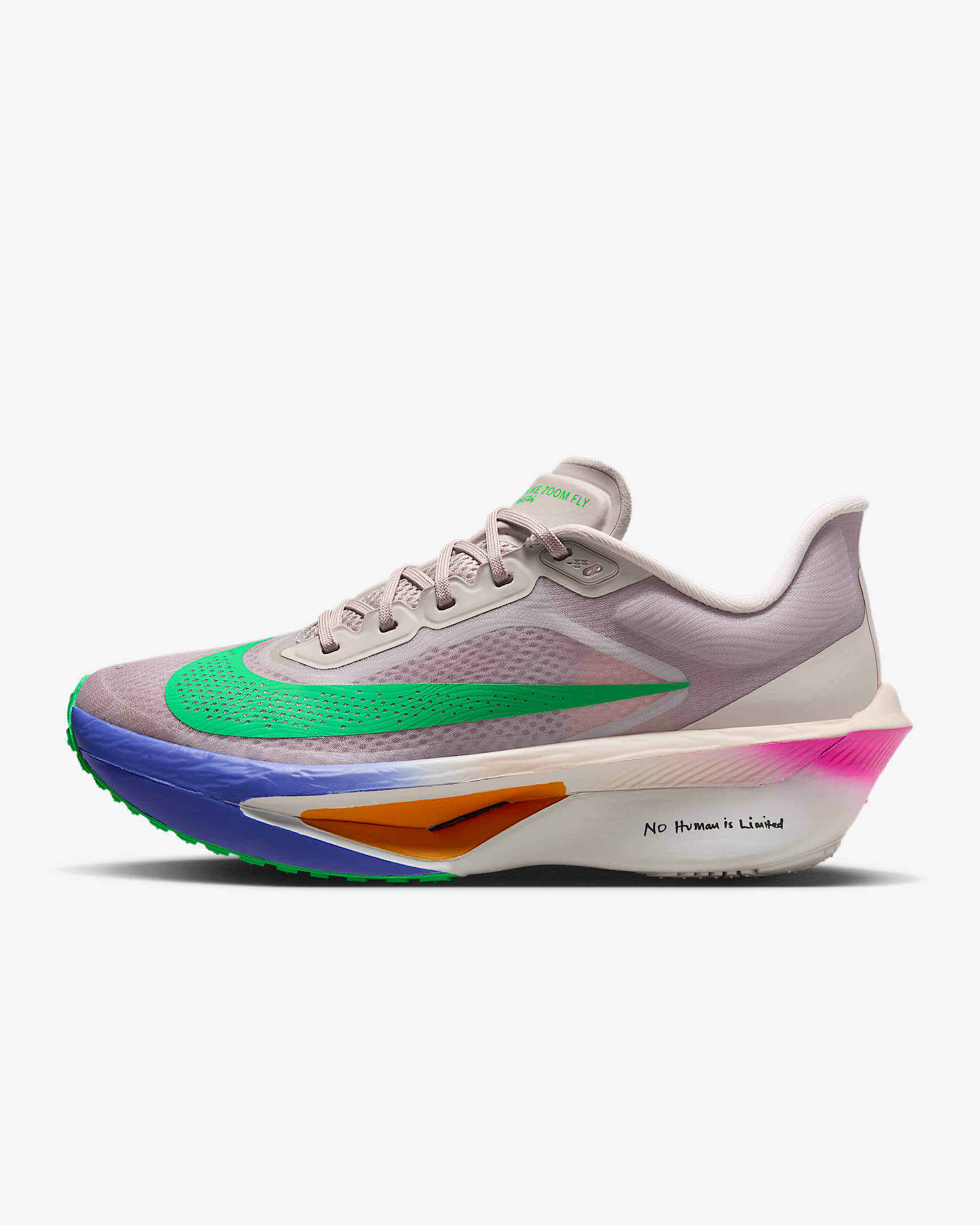 Nike Zoom Fly 6 "Eliud Kipchoge" 基普乔格女子公路竞速跑步鞋 - 砂岩灰粉/波斯紫/火焰粉/惊喜绿