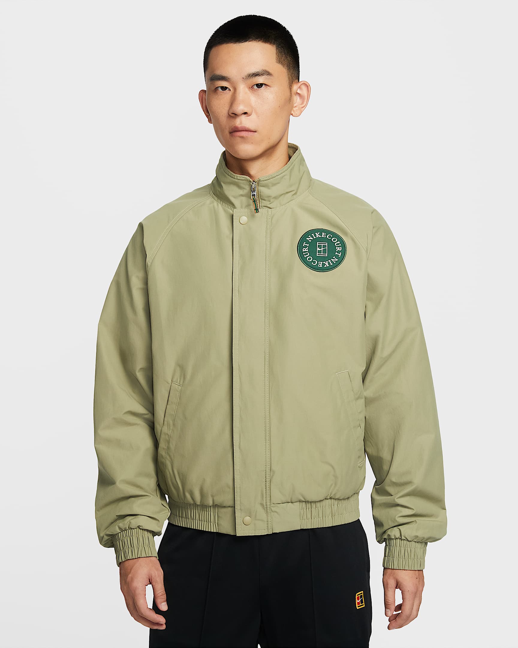NikeCourt Heritage 男子加绒网球夹克 - 橄榄绿/冷杉绿