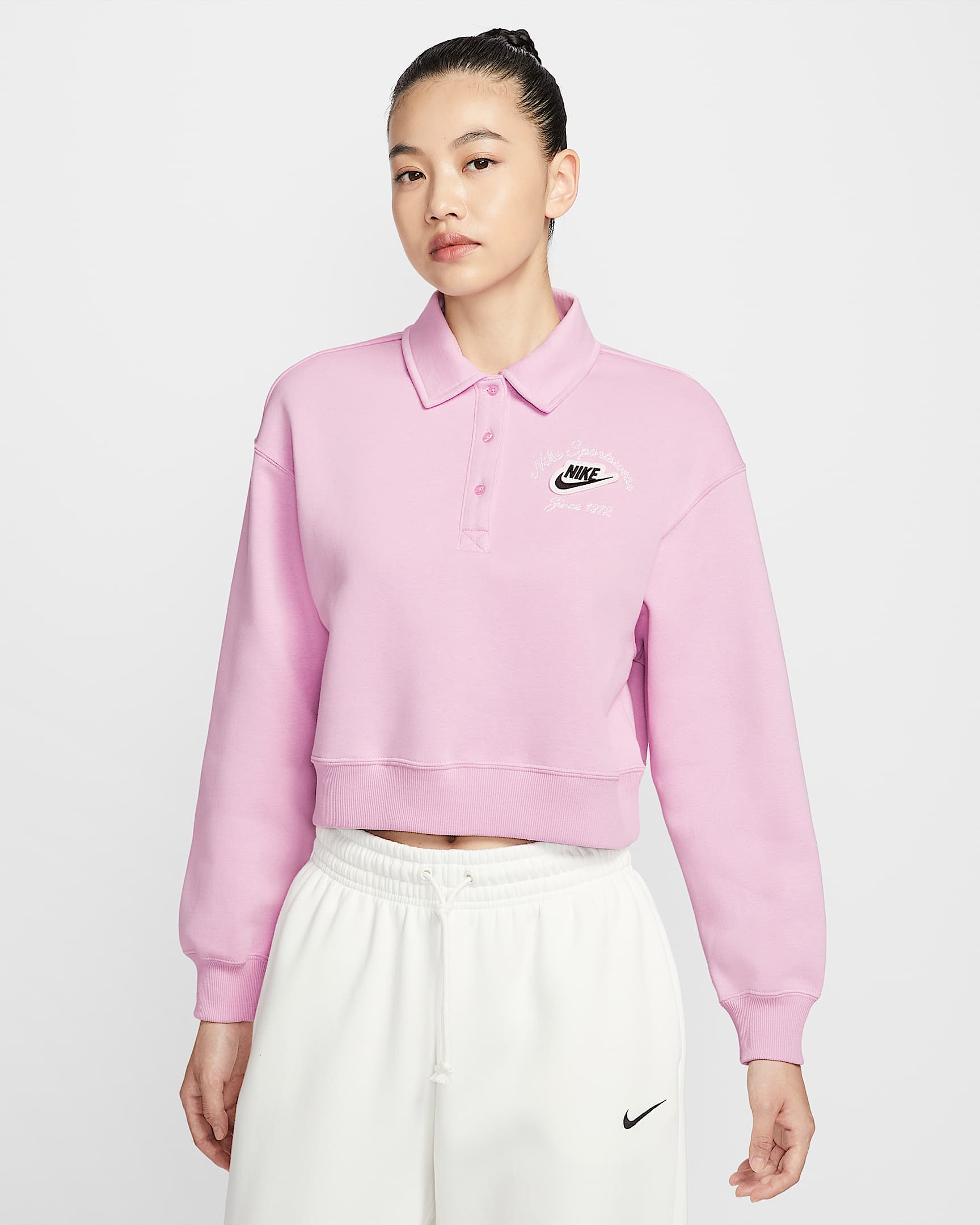 Nike Sportswear Phoenix Fleece 女子加绒宽松翻领套头上衣 - 浅北极粉