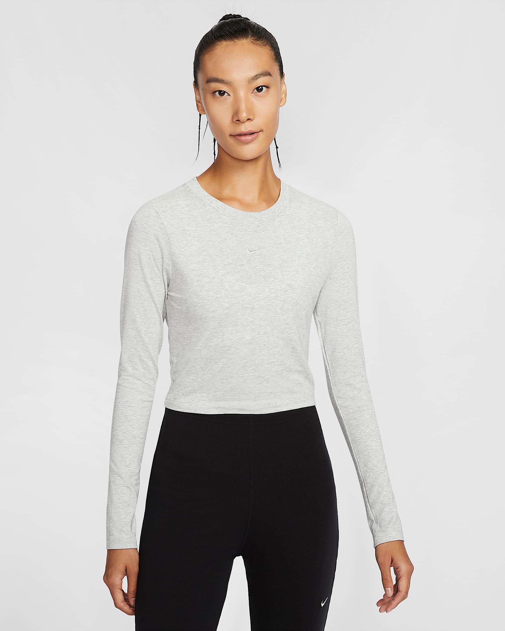 Nike Sportswear Chill Knit 街舞系列女子修身长袖短款上衣 - 麻灰/浅银