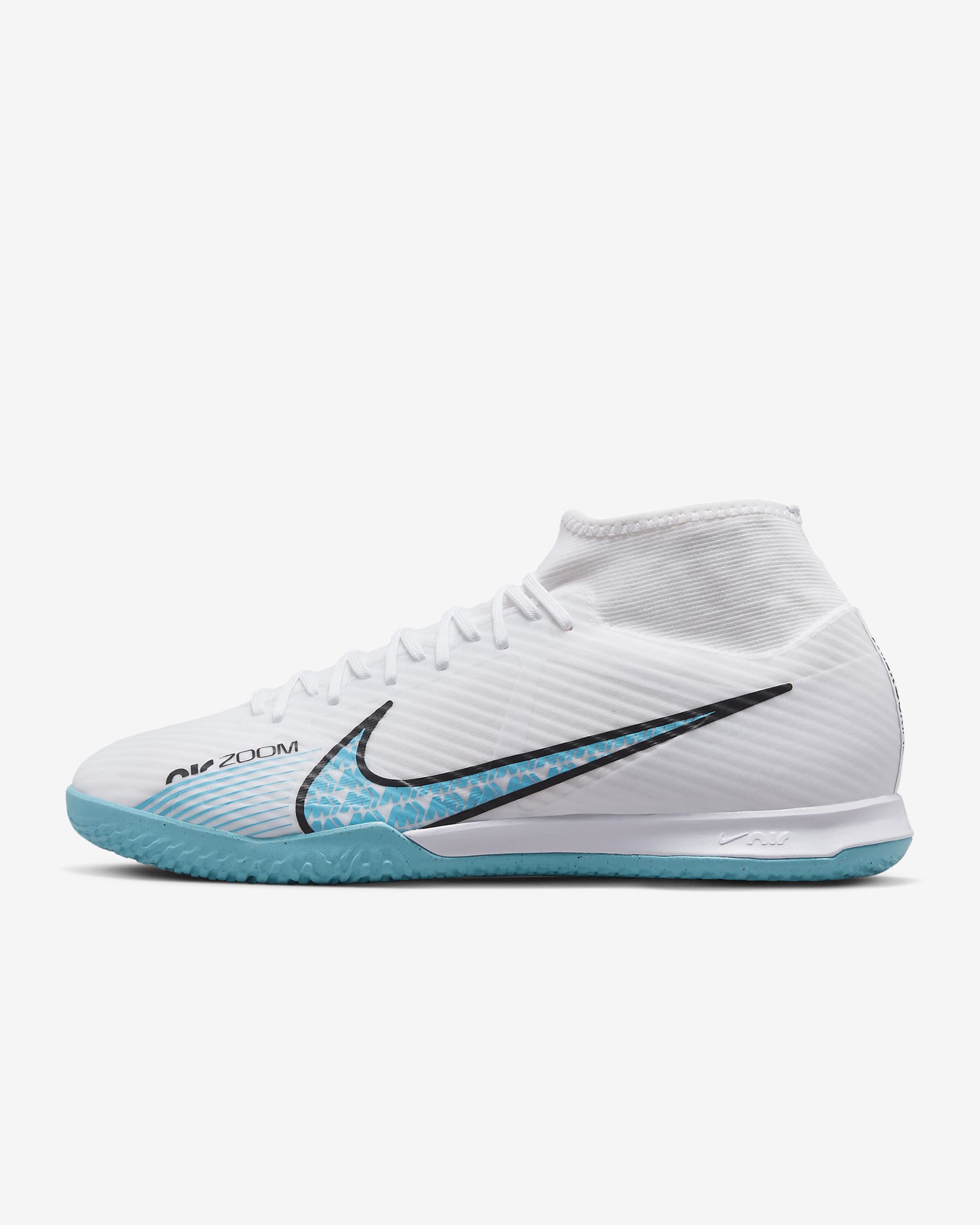 Nike Zoom Superfly 9 Academy IC 男子室内/球场足球鞋 - 白色/爆炸粉/波罗的海蓝
