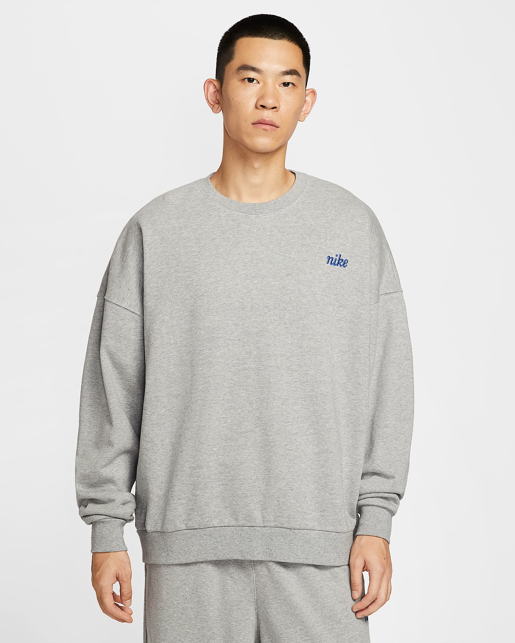 Nike Club 男子 Oversize 风圆领上衣 - 调色暗灰/浅烟灰/游戏宝蓝