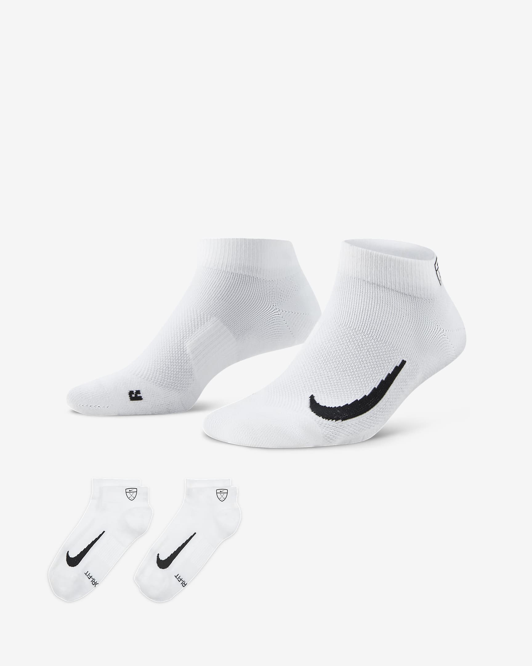 Nike Multiplier Low 速干高尔夫运动短袜(2 双) - 白色/黑