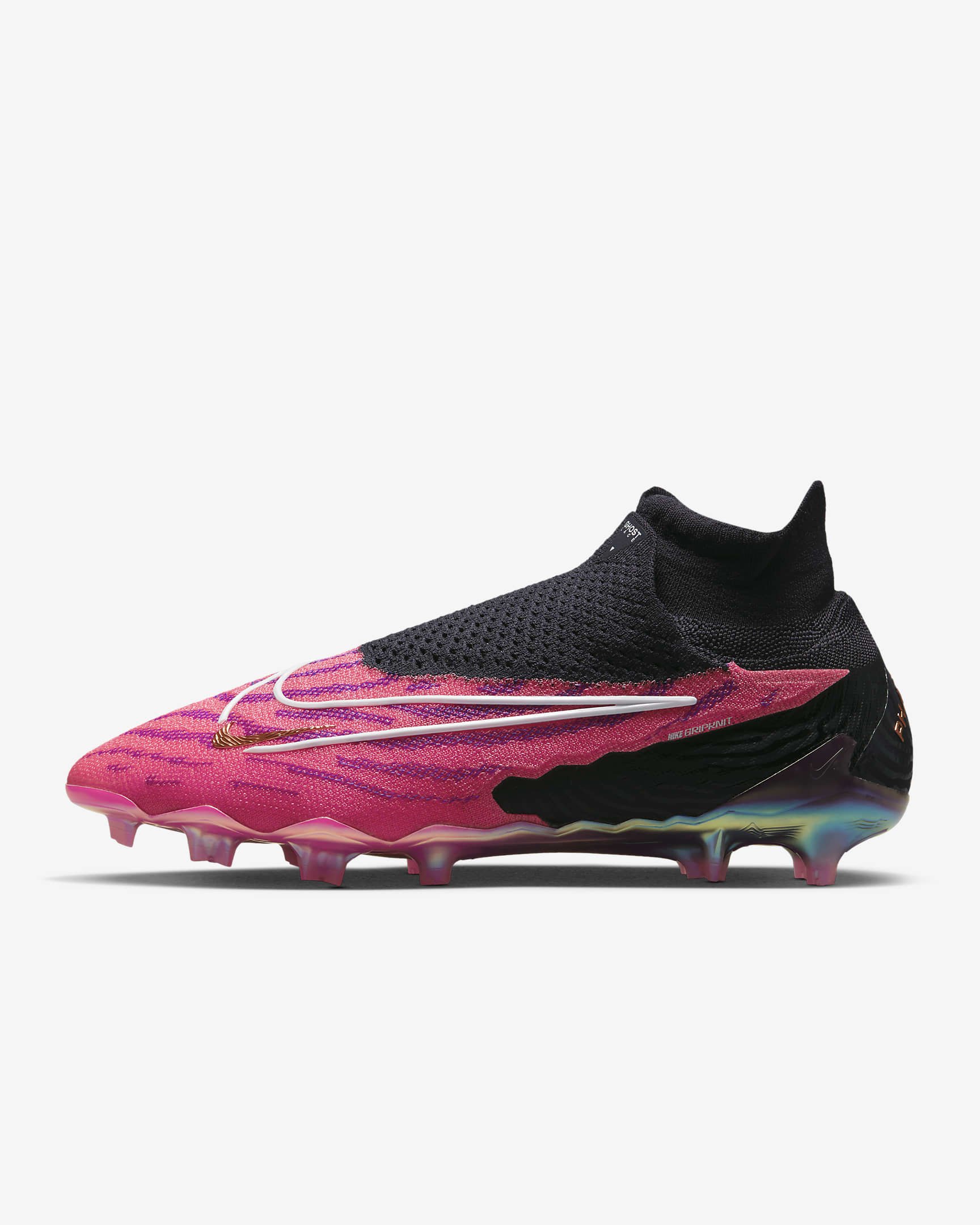Nike Phantom GX Elite DF FG 暗煞系列男子天然硬质草地足球鞋 - 透明粉/白色