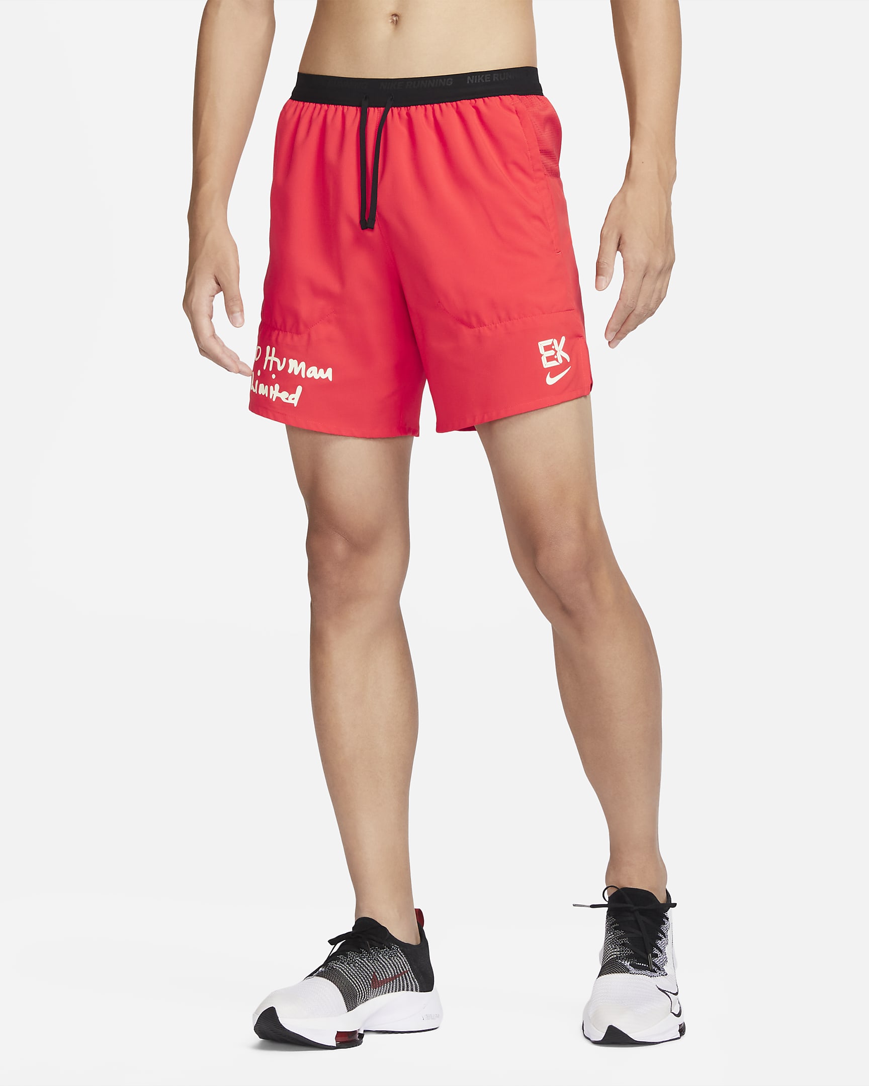 Nike Dri-FIT Stride Kipchoge 男子速干衬里跑步短裤 - 椒红/黑/椰奶色