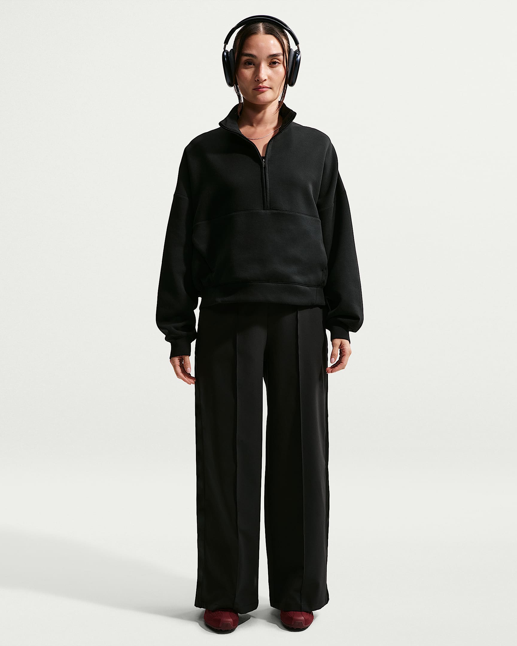 Nike 24.7 PerfectStretch Dri-FIT 无界弹韧女子速干高腰排扣长裤 - 黑/黑/暗烟灰