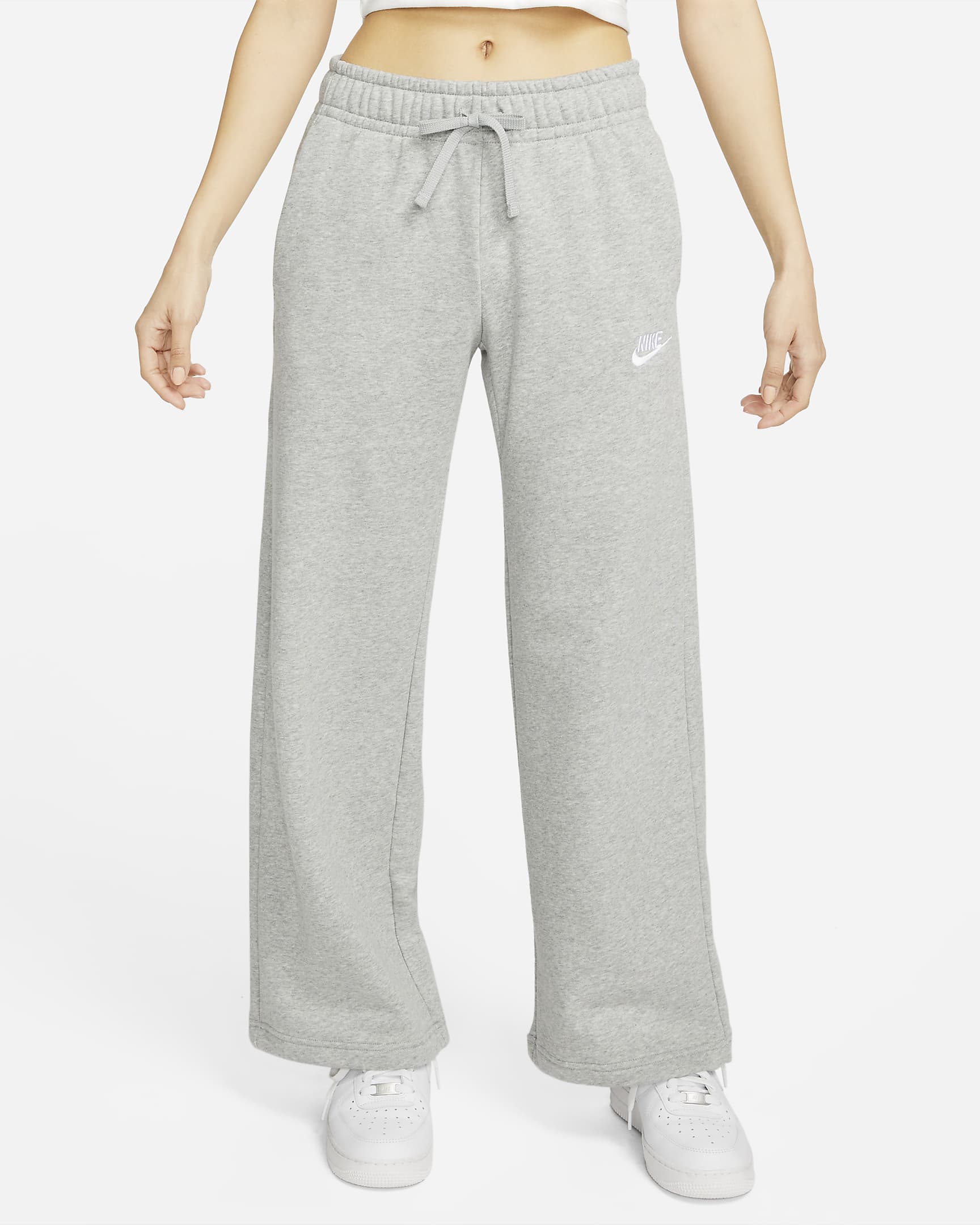 Nike Sportswear Club Fleece 女子中腰阔腿薄绒运动裤 - 调色暗灰/白色