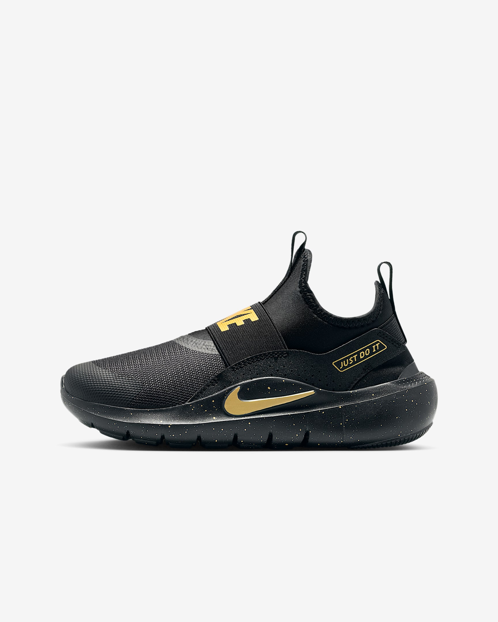 Nike Flex Runner 4 大童一脚蹬跑步鞋 - 黑/黑/金属色