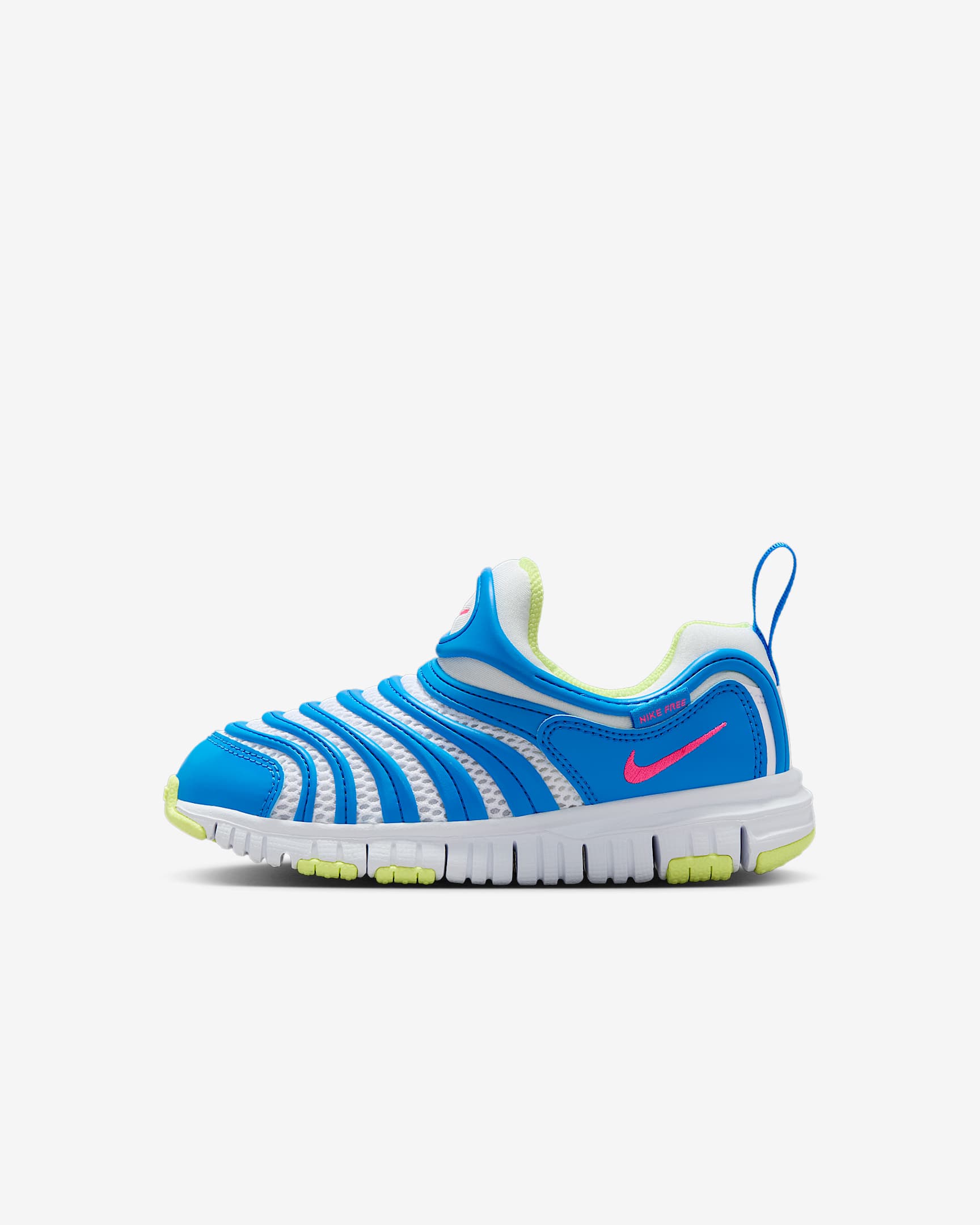 Nike Dynamo Free 耐克毛毛虫幼童运动鞋 - 白色/白色/清透蓝/透明粉