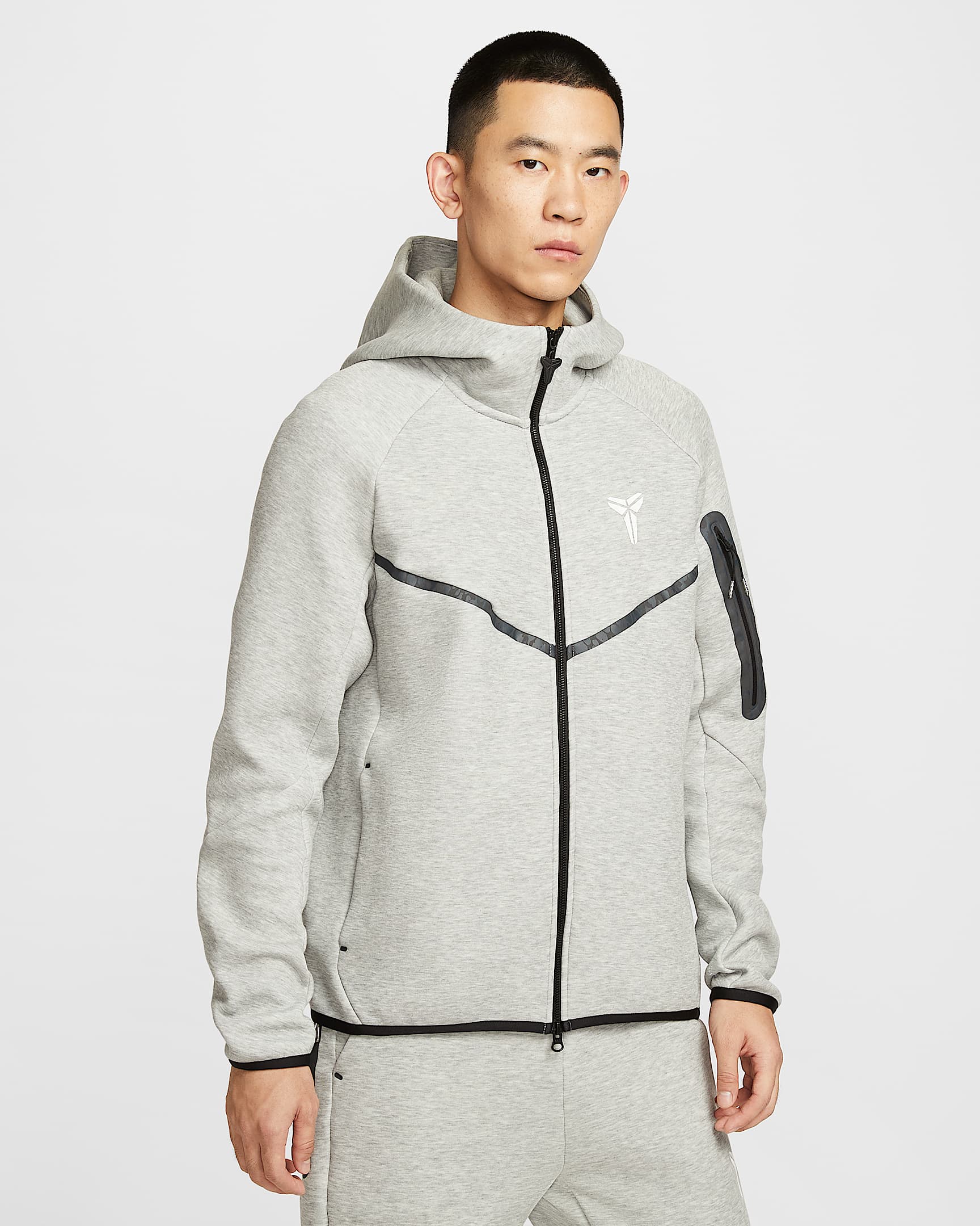 Kobe Tech Fleece Windrunner 科比男子全长拉链开襟夹克 - 调色暗灰/白色