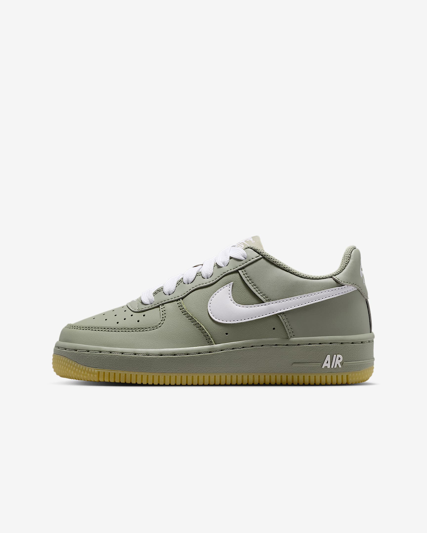 Nike Air Force 1 LV8 大童空军一号运动鞋 - 浅军绿/橡皮浅褐/金属银/白色