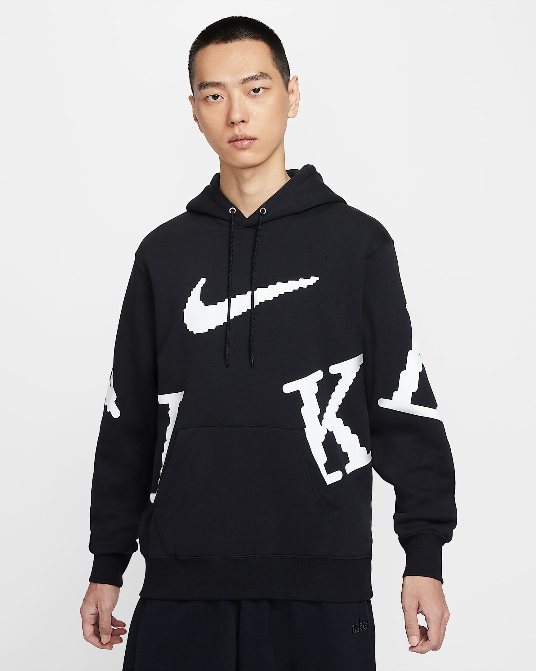 Nike Sportswear Club 男子加绒连帽衫 - 黑/白色