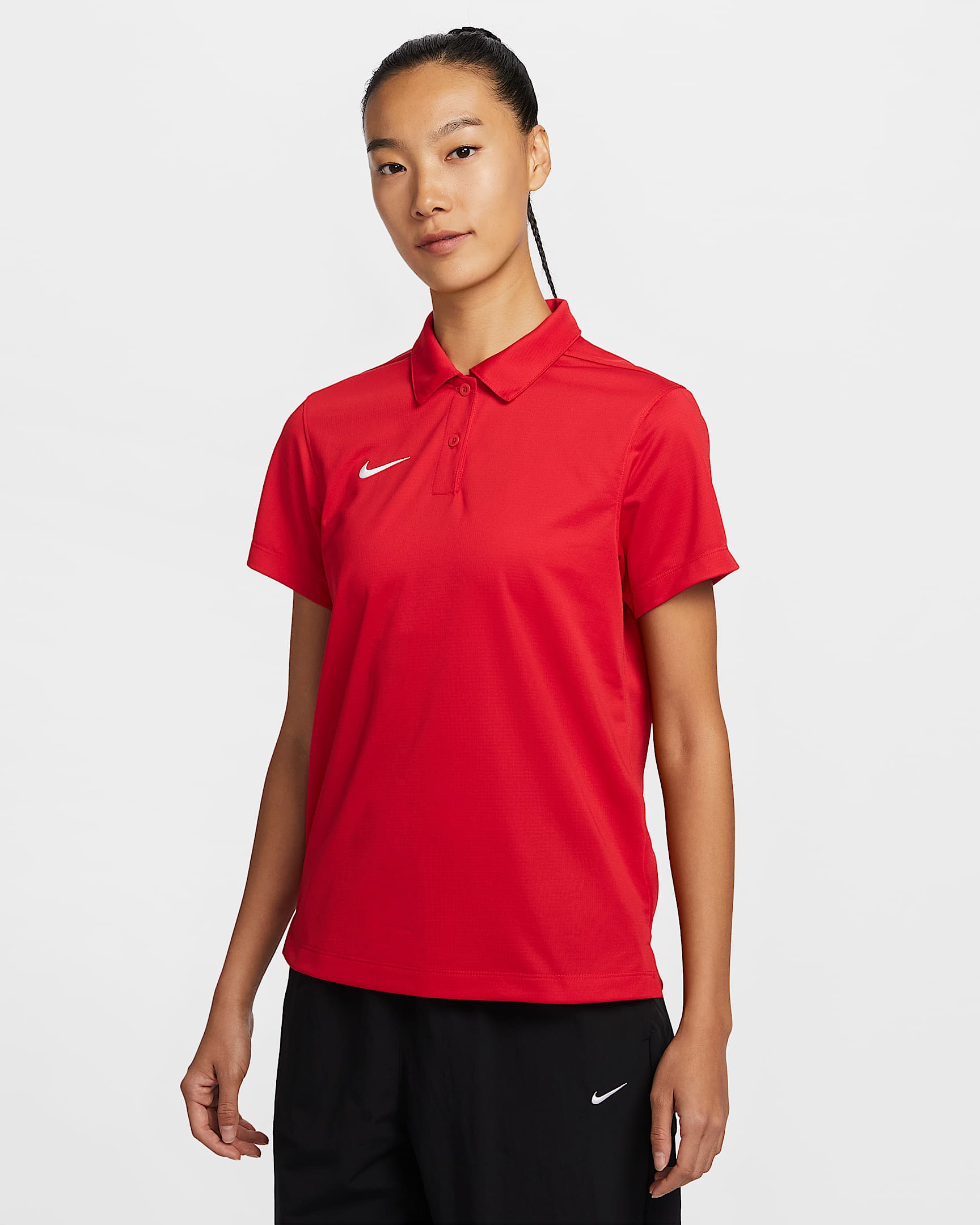 Nike Dri-FIT Stock 女子速干翻领T恤 - 大学红