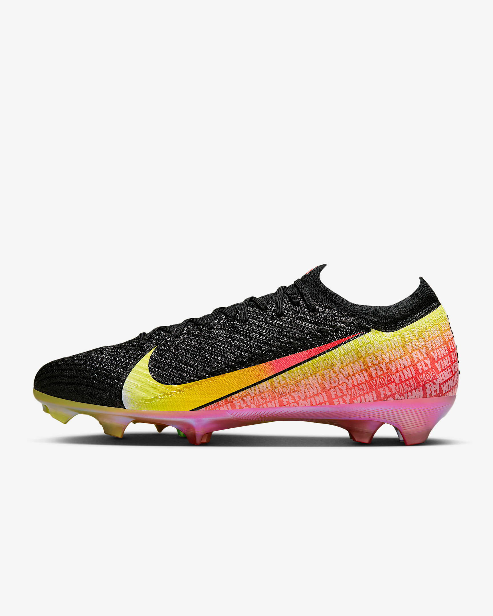 Nike Mercurial Vapor 16 Elite "Vini Jr." 耐克刺客系列男/女天然硬质草地足球鞋 - 黑/闪亮绿/飞翔蓝/活力黄