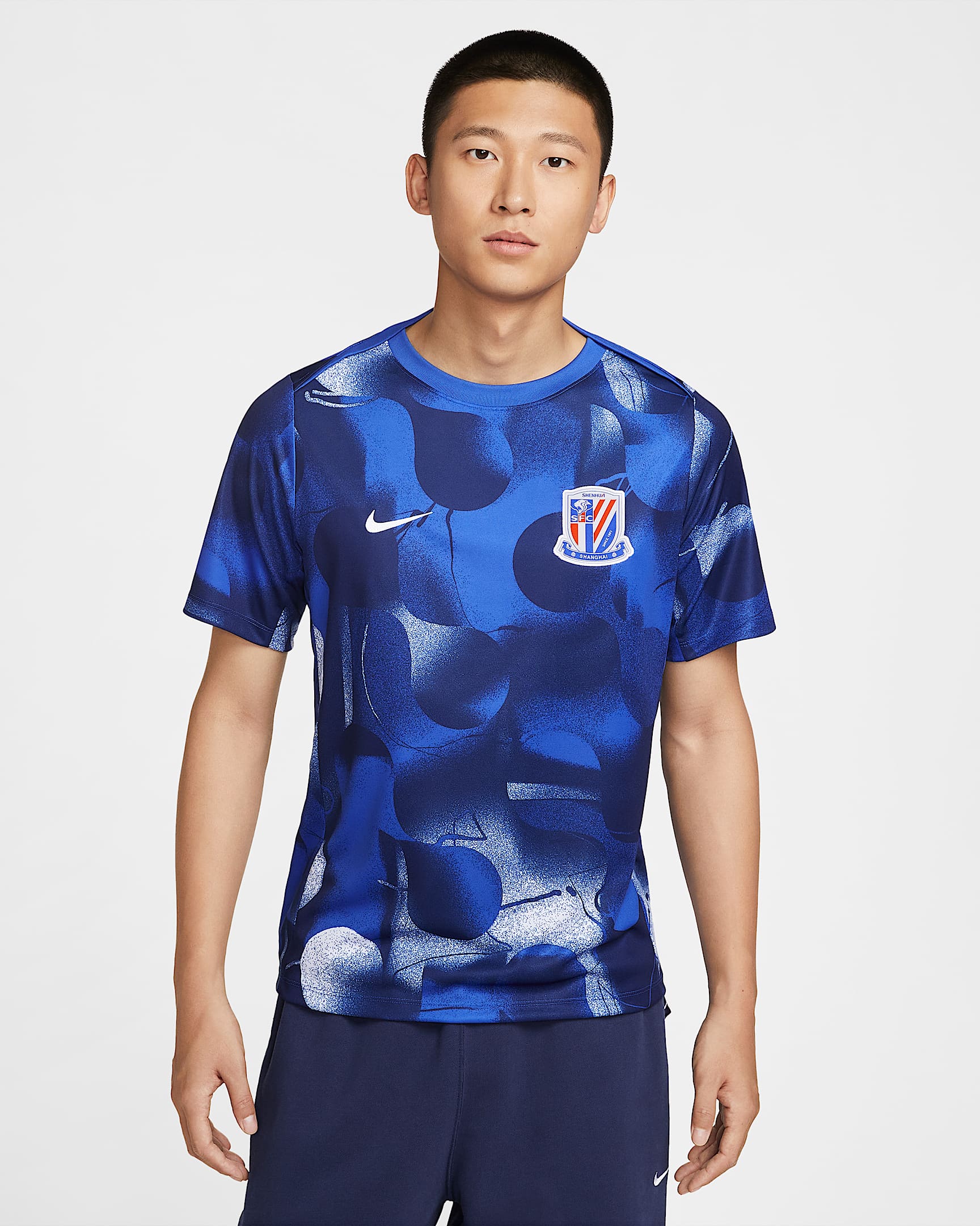2025 赛季上海申花 Nike Dri-FIT 男子速干赛前球衣 - 校园宝蓝/空间蓝/白色