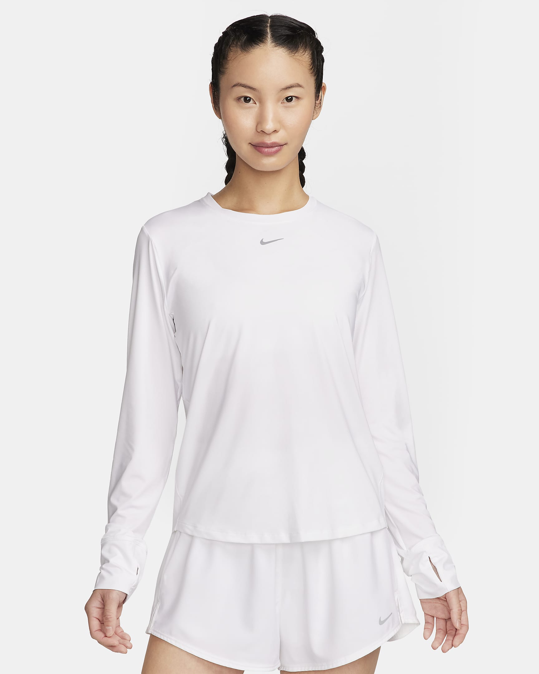 Nike One Classic Dri-FIT 女子透气速干长袖上衣 - 白色/黑