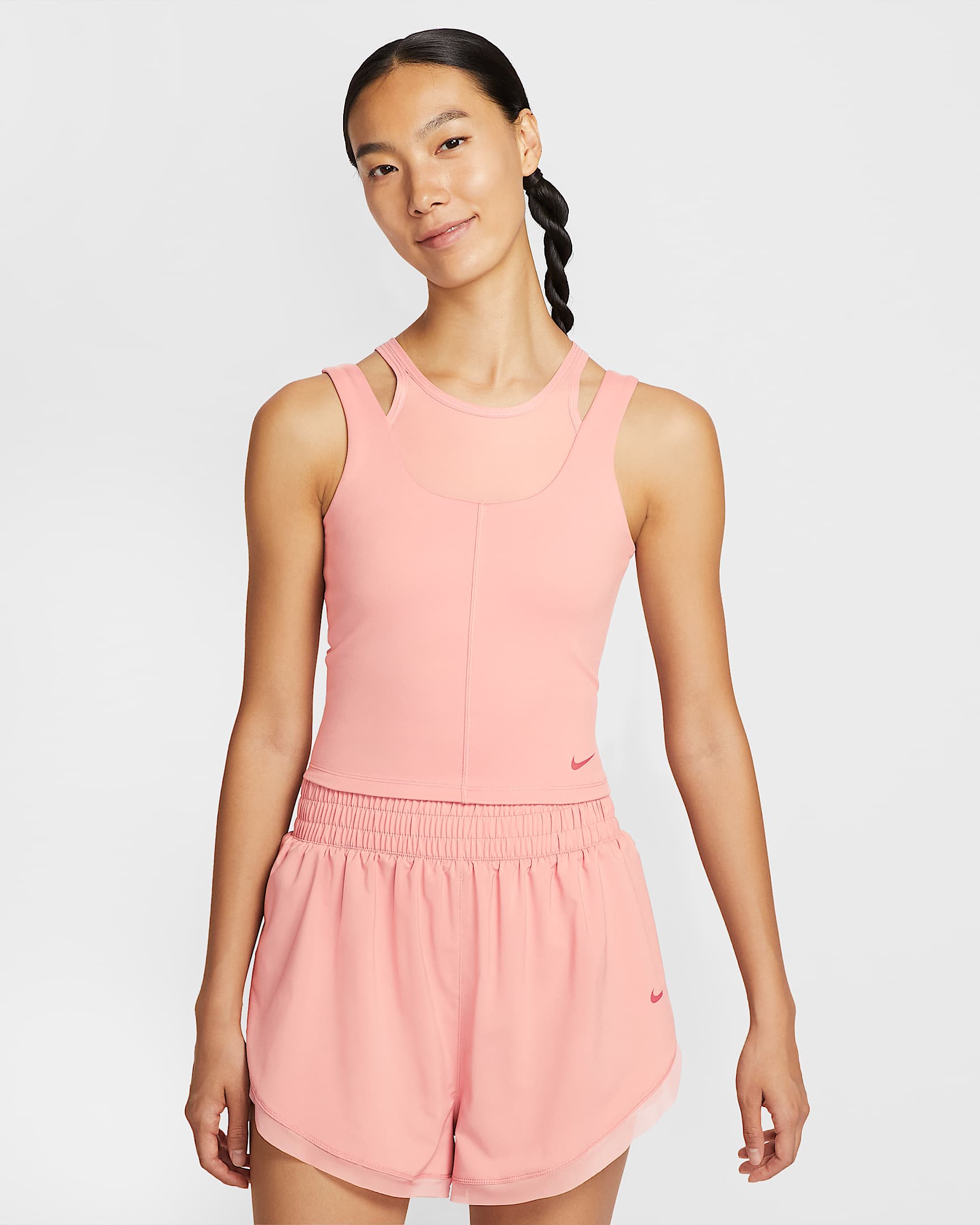 Nike One Fitted Dri-FIT 女子速干短款背心 - 锈粉/峡谷锈橙