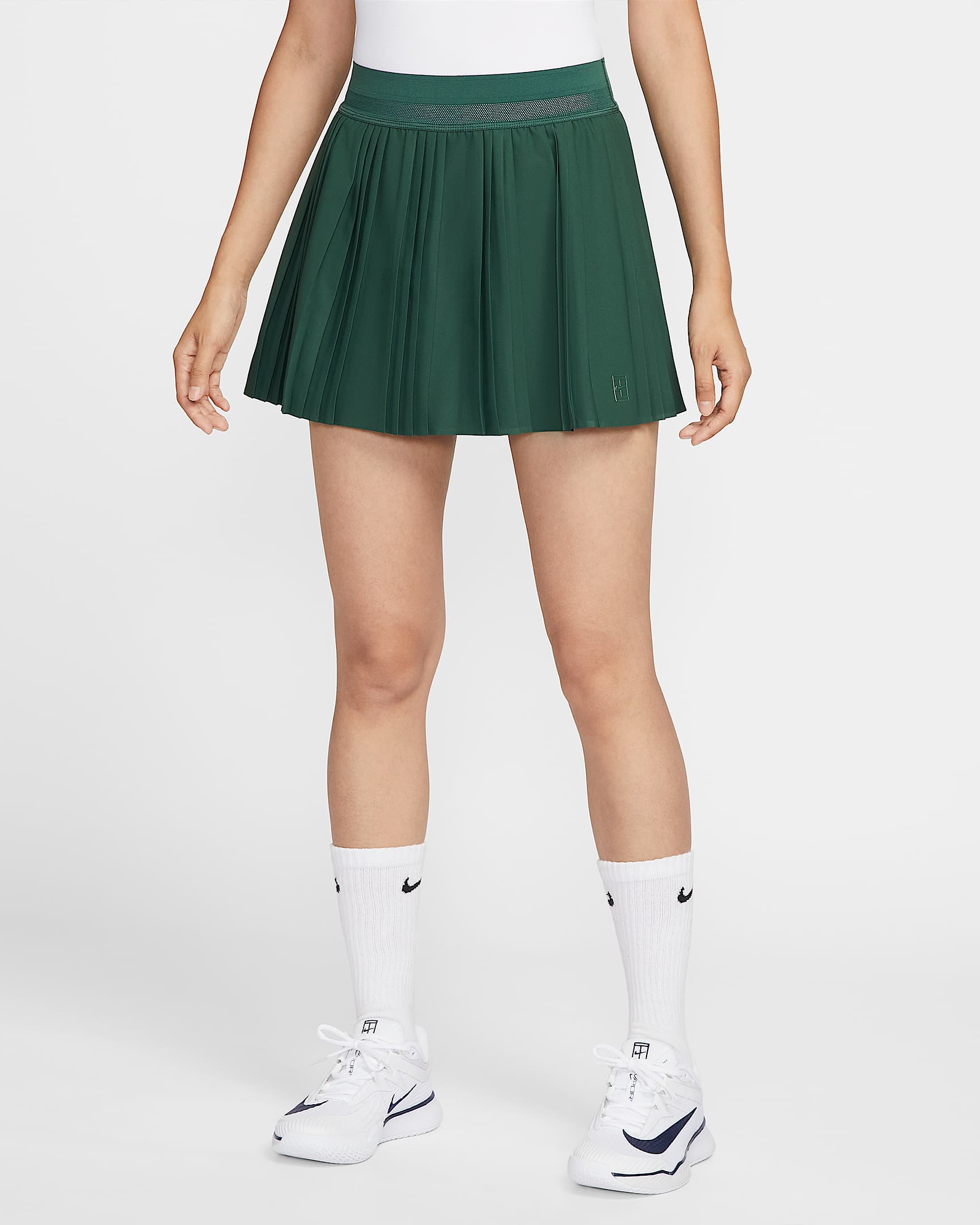 NikeCourt Advantage Dri-FIT 女子速干褶裥网球半身百褶裙 - 冷杉绿/冷杉绿