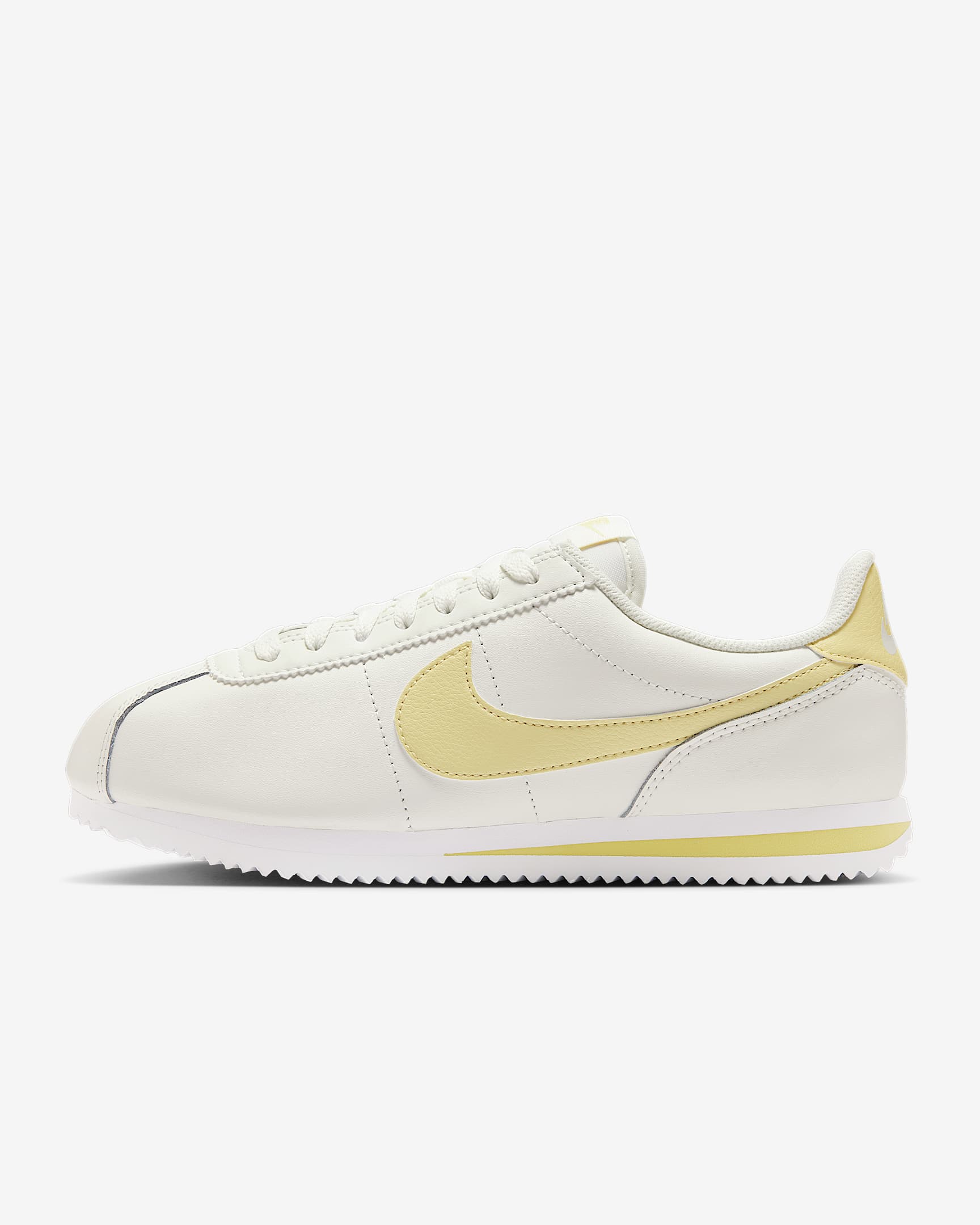 Nike Cortez Leather 女子复古运动鞋 - 帆白/白色/柔黄