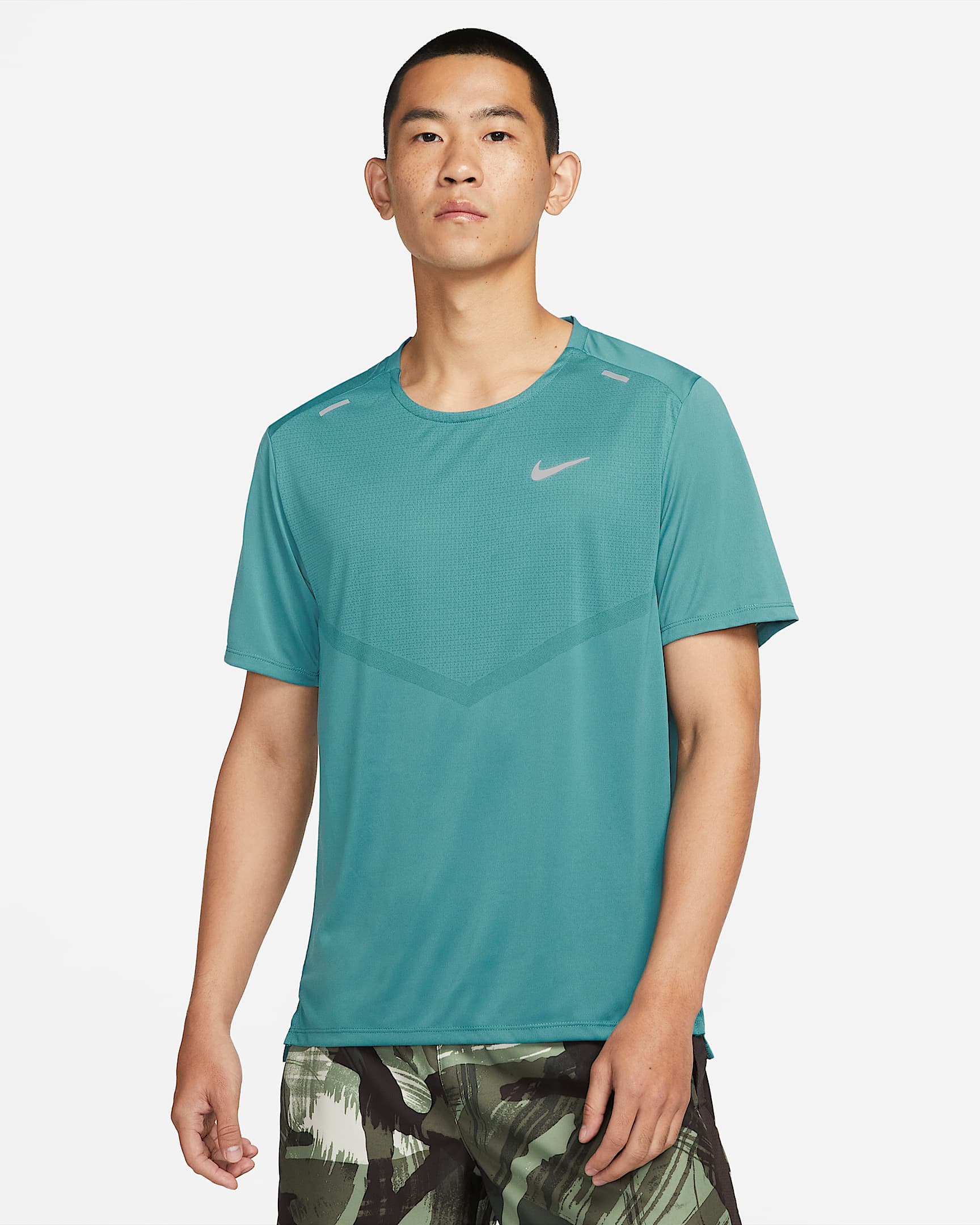 Nike Dri-FIT Rise 365 男子透气速干短袖跑步上衣 - 矿物青