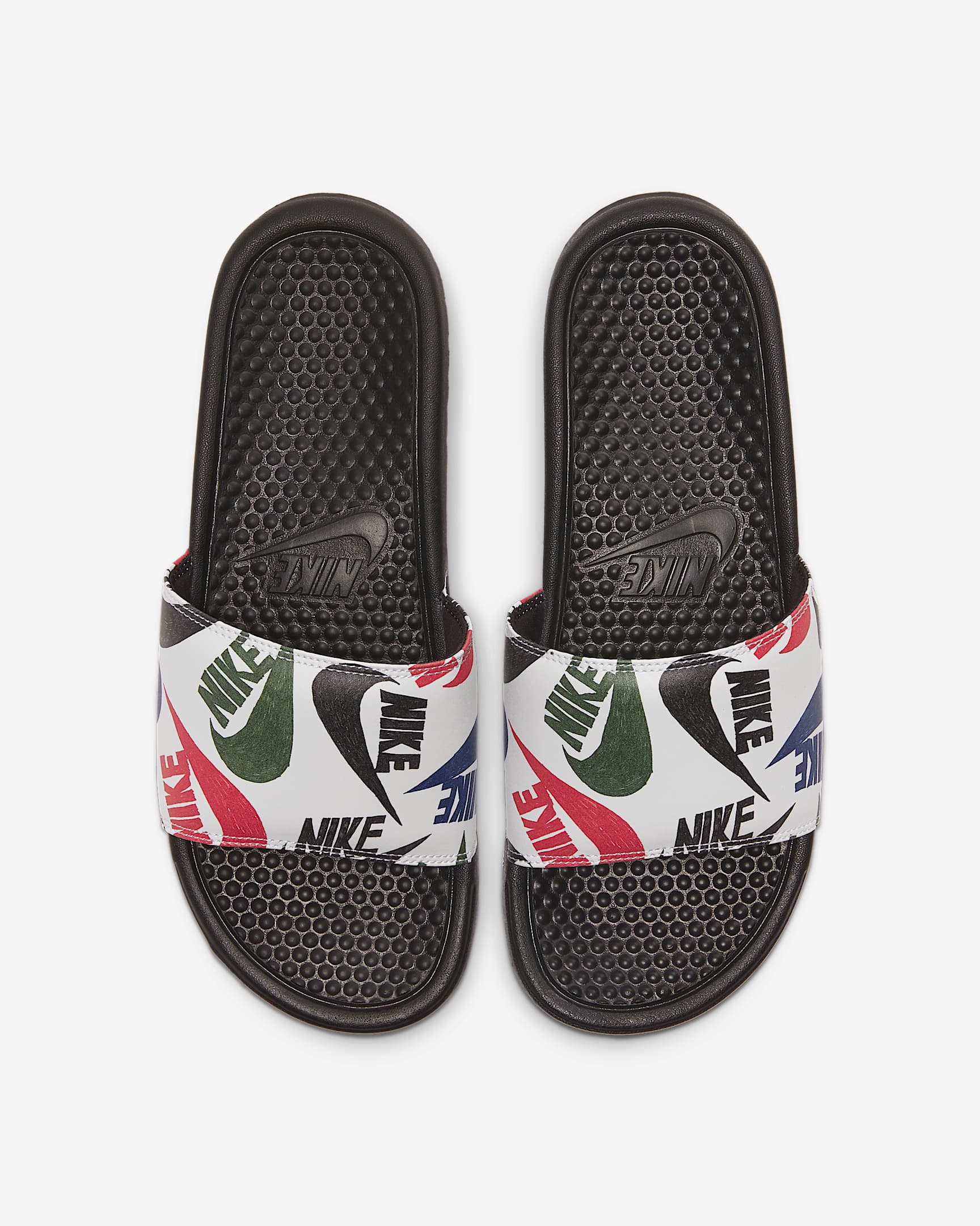 Nike Benassi JDI Print 男子拖鞋 - 黑/白色/多色/黑