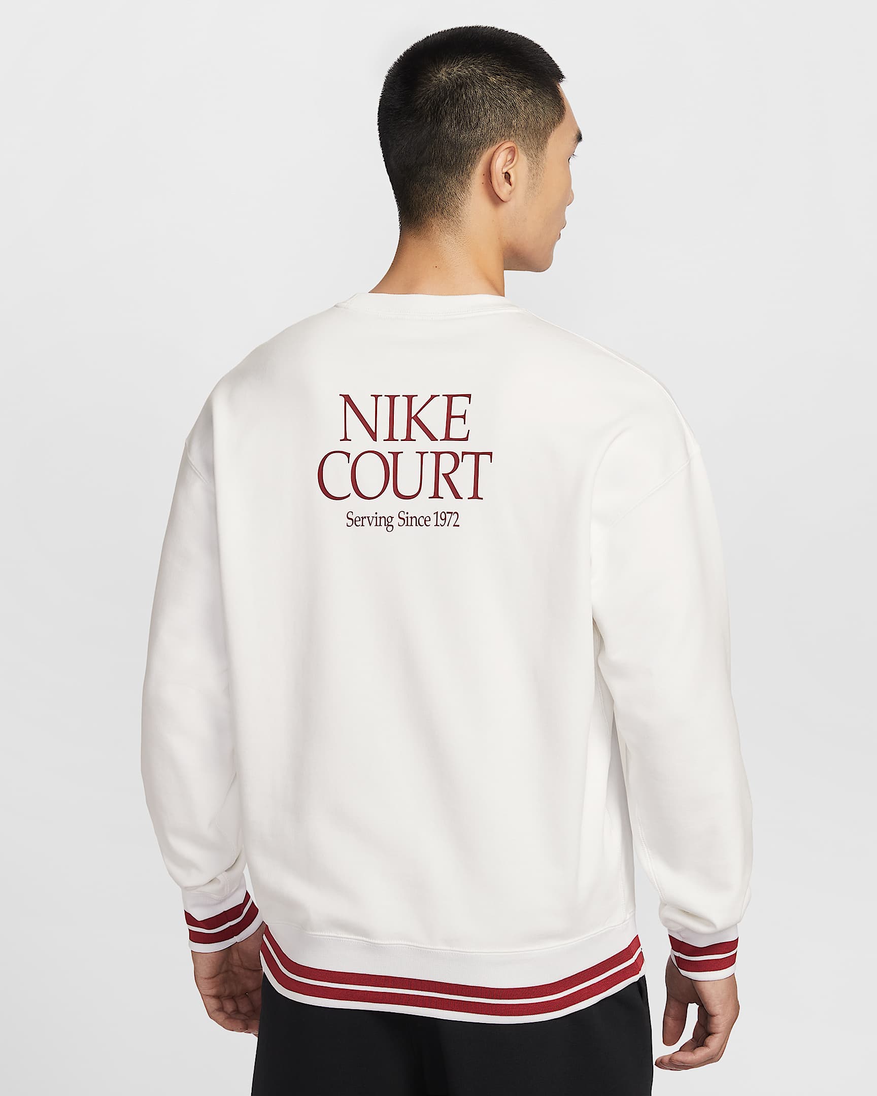 NikeCourt 男子法式毛圈圆领上衣 - 白色