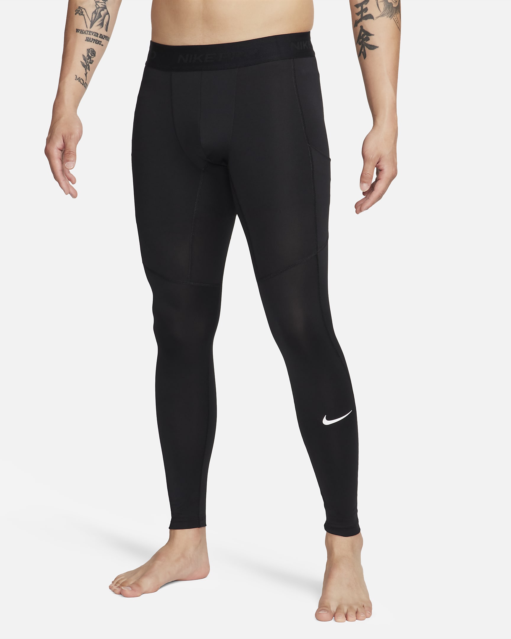 Nike Pro Dri-FIT 男子速干训练紧身裤 - 黑/白色