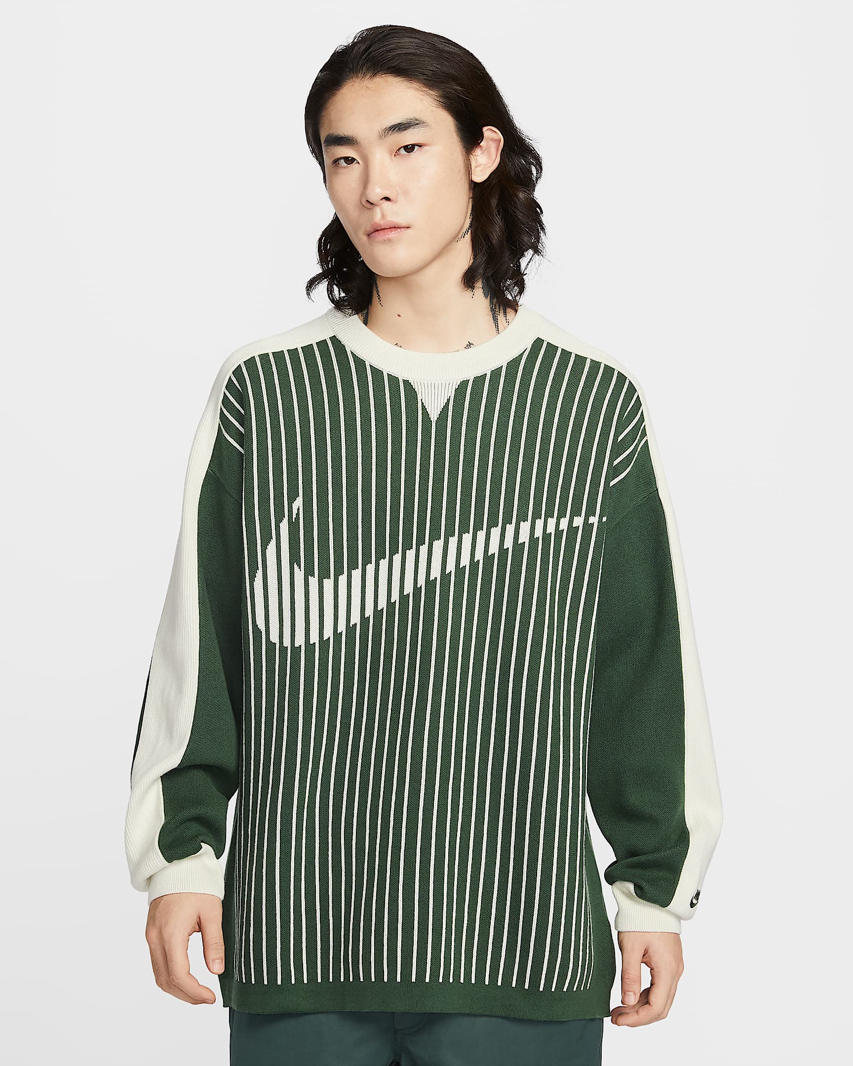 Nike Sportswear Club 男子针织毛衣 - 冷杉绿/帆白