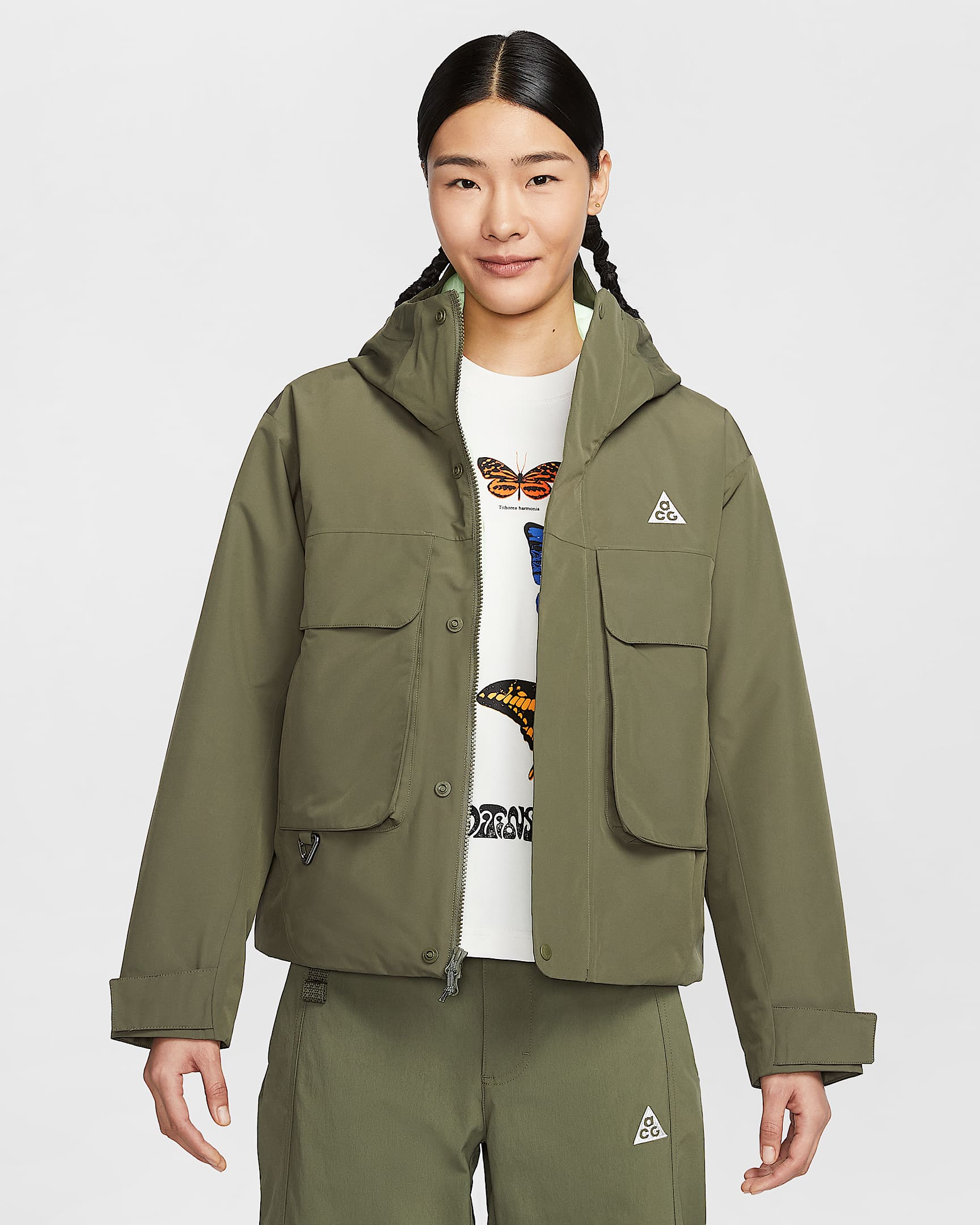 Nike ACG "Skull Peak" Storm-FIT 女子防风拒水夹克 - 中橄榄绿/微黄绿/中橄榄绿/山峰白