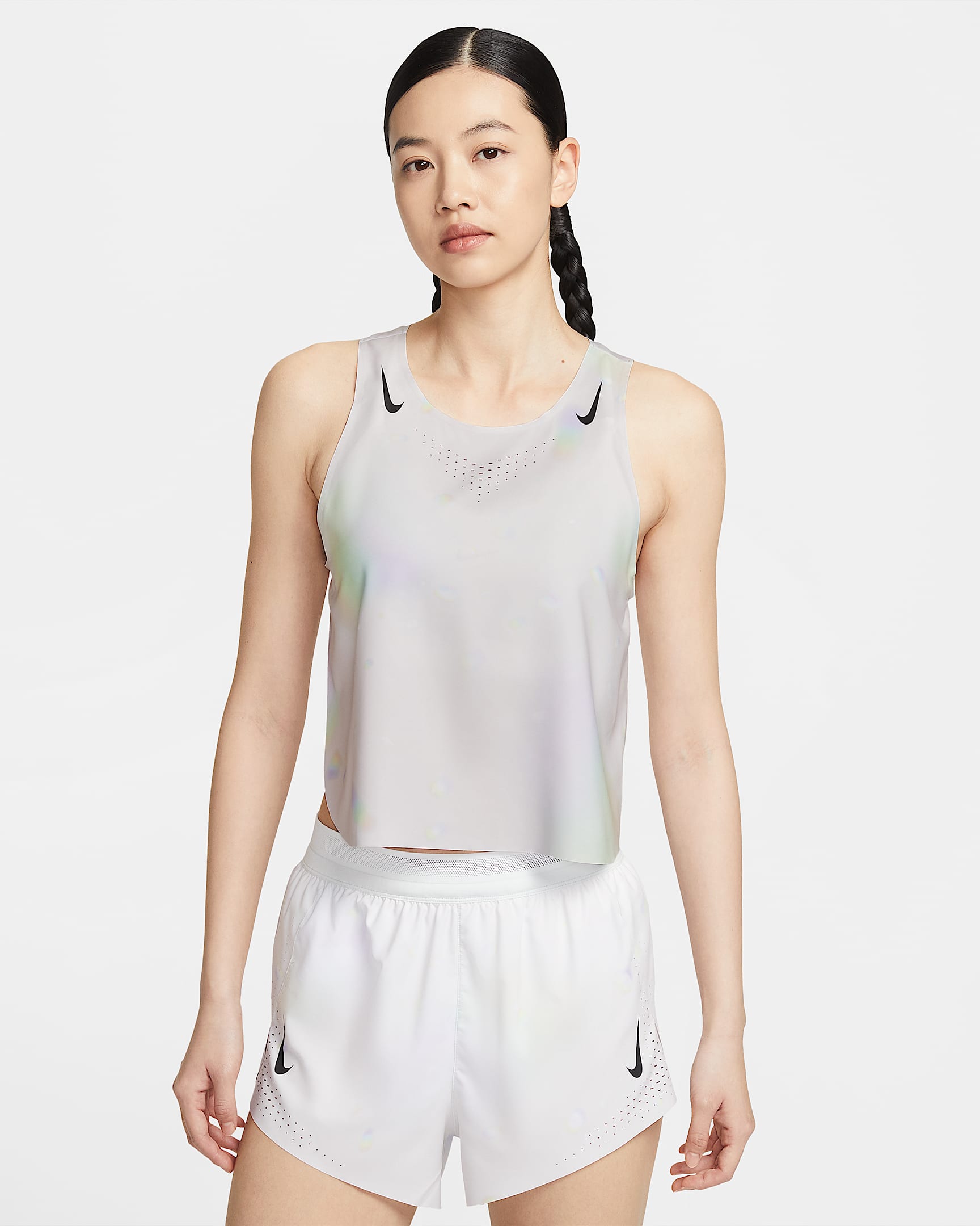 Nike AeroSwift Dri-FIT ADV 女子速干短款跑步背心 - 米白/黑