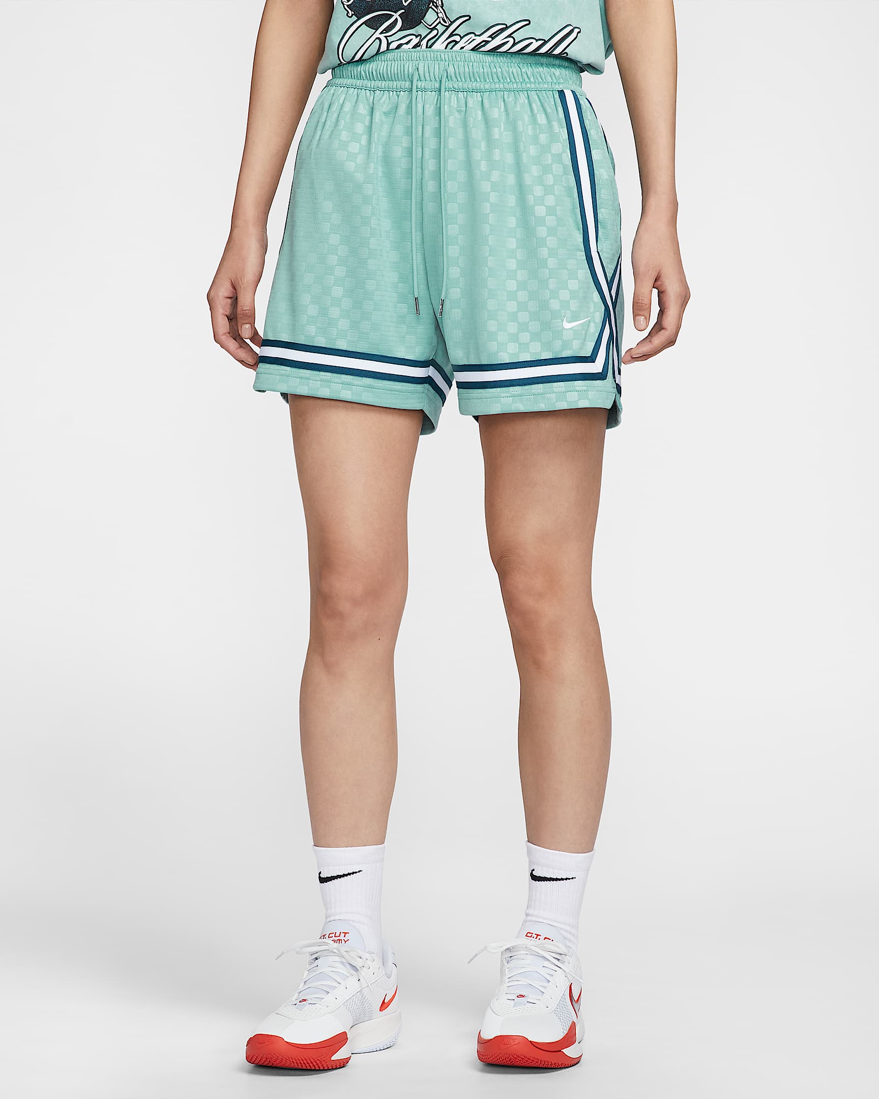 Nike Crossover Dri-FIT 女子速干篮球短裤 - 大炮灰/力量蓝 (活力蓝)/白色