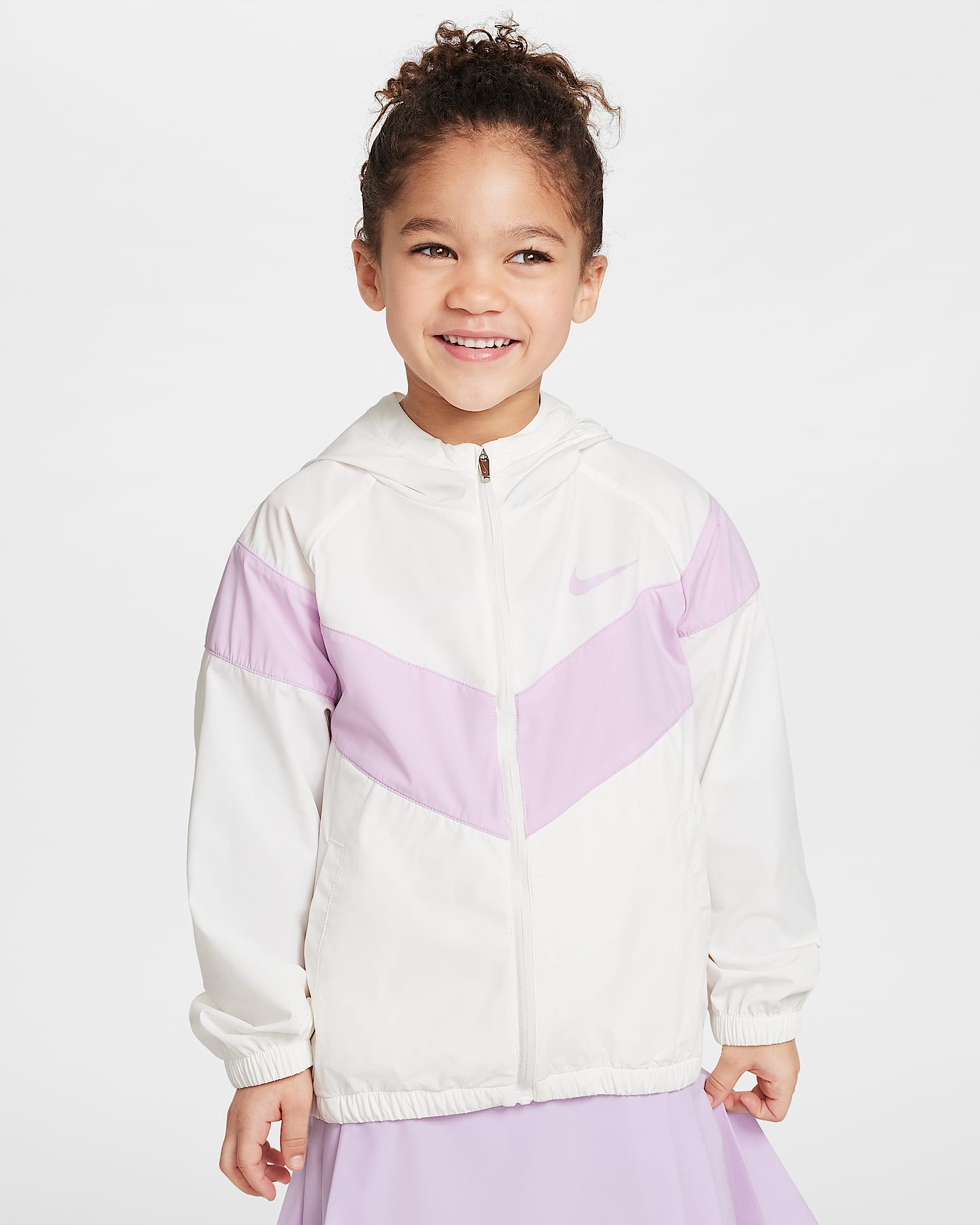 Nike 幼童凉感 V 字形撞色夹克防晒衣 - 白色