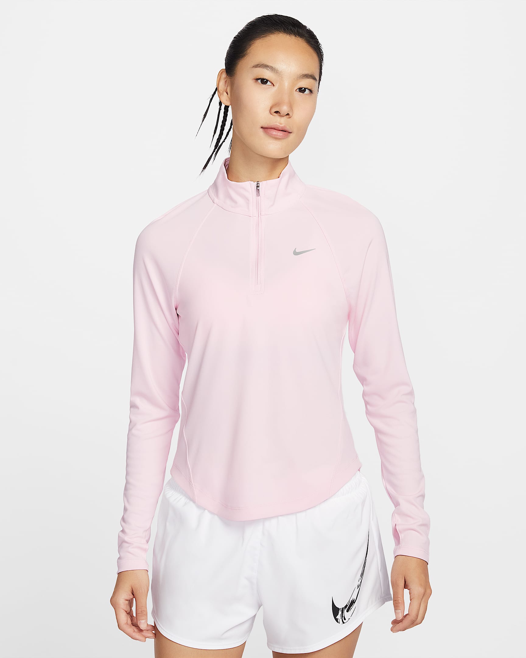 Nike Tempo Swoosh Run Dri-FIT 女子速干跑步上衣 - 泡沫粉/白色