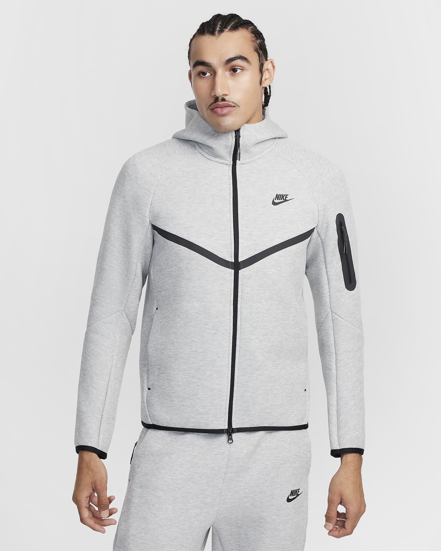 Nike Tech Windrunner 风行者系列男子全长拉链开襟连帽衫 - 调色暗灰/黑