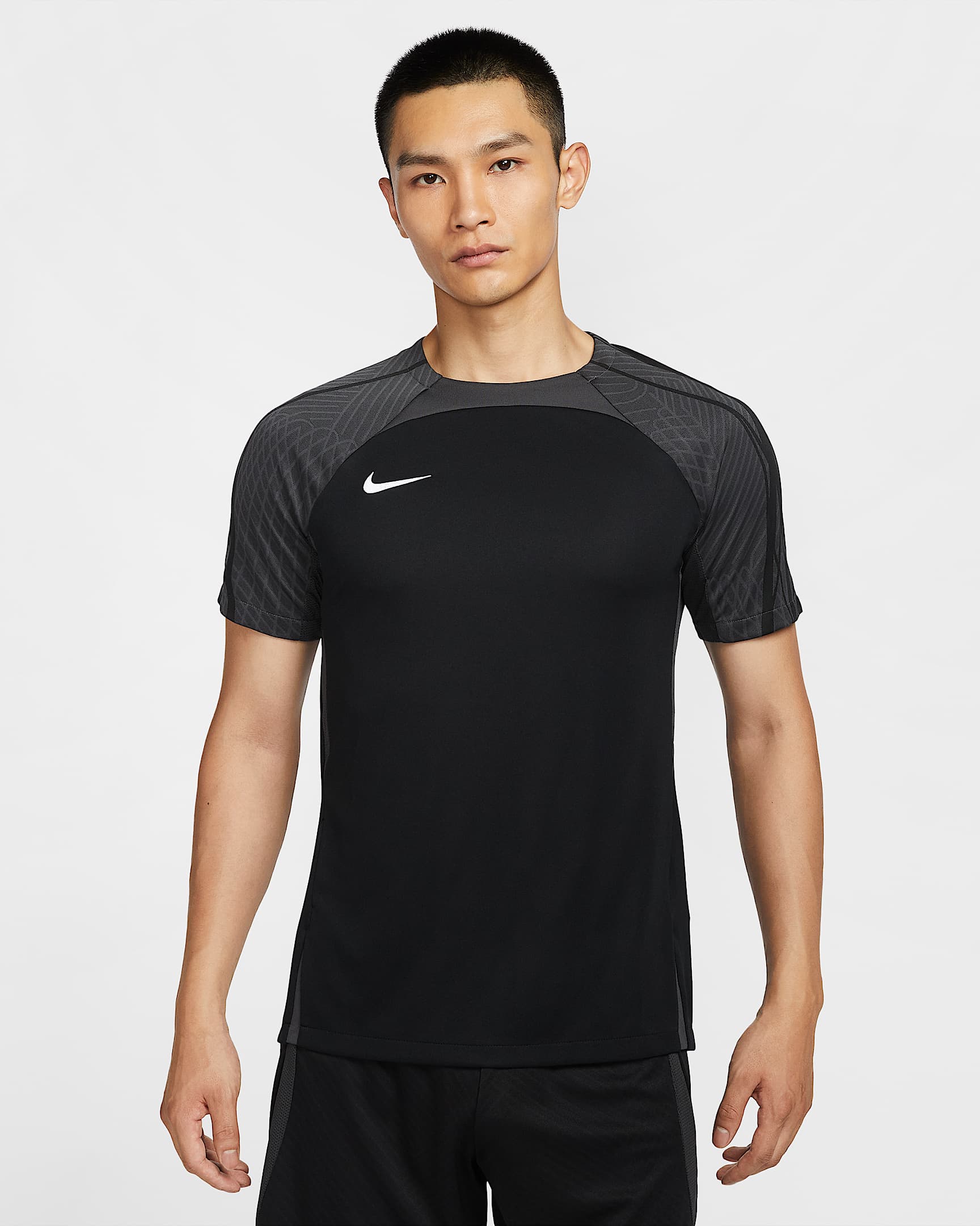 Nike Dri-FIT Strike 男子速干短袖足球上衣 - 黑/煤黑/白色