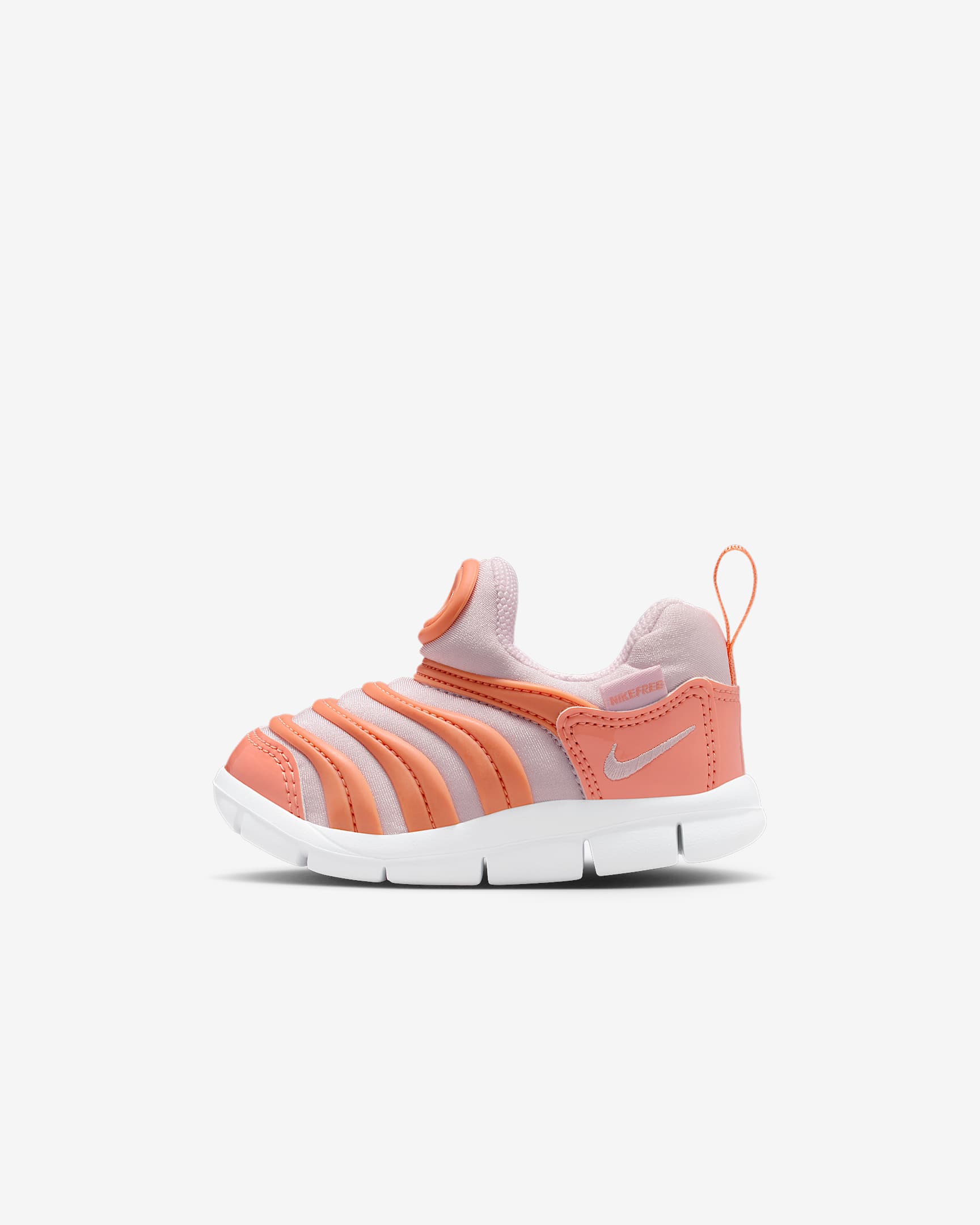 Nike Dynamo Free 耐克毛毛虫婴童一脚蹬易穿脱运动鞋 - 杏黄粉/白色/浅紫丁香色