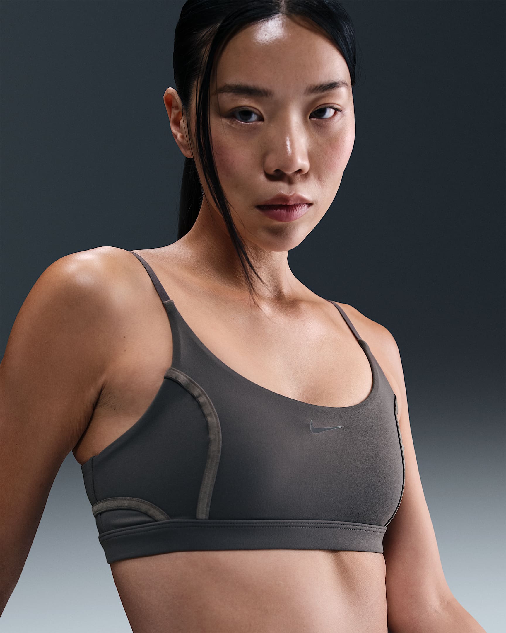Nike One 女子低强度支撑速干衬垫运动内衣 - 闪电灰/暗灰色