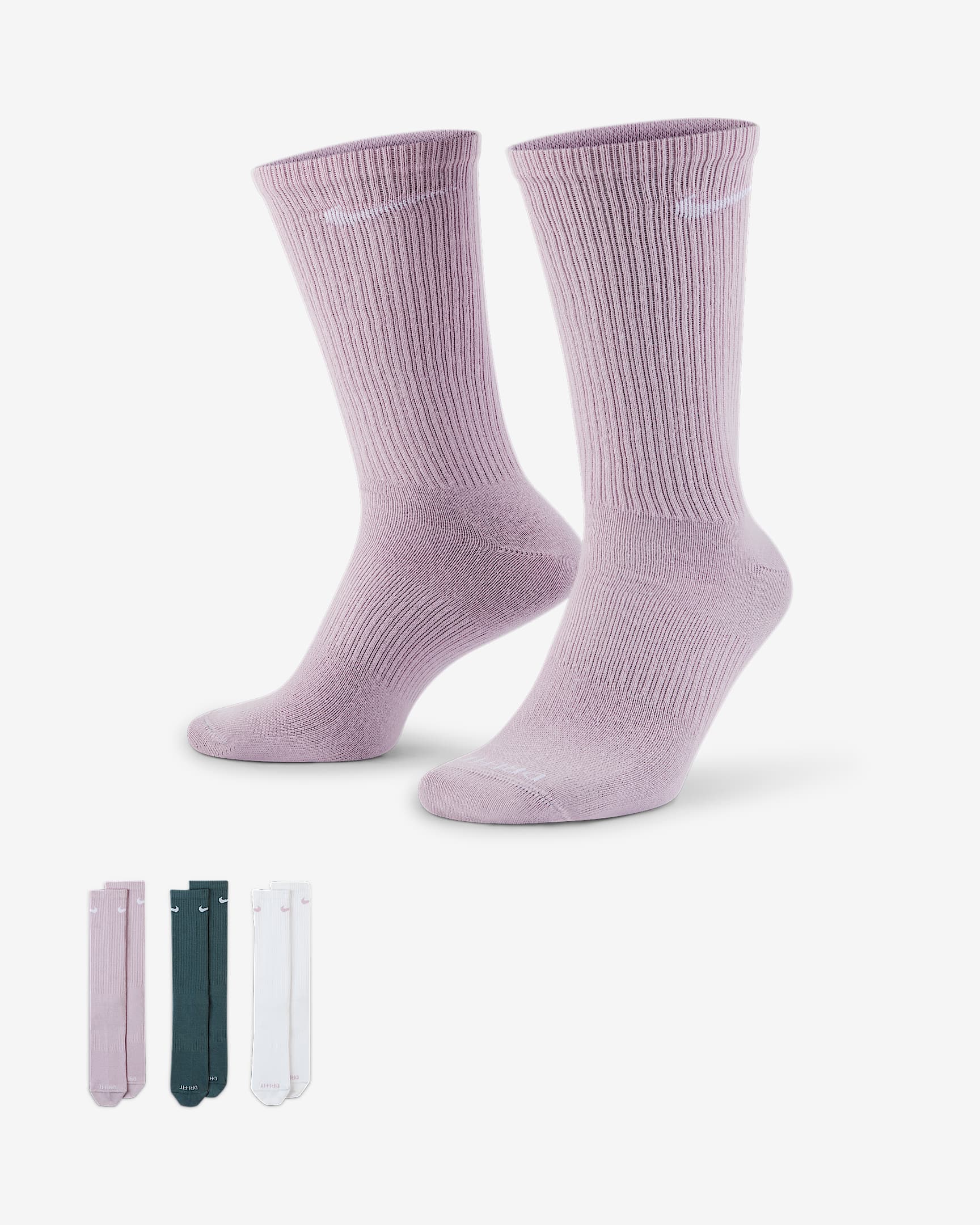 Nike Everyday Plus Lightweight 速干中筒训练袜(3 双) - 多色