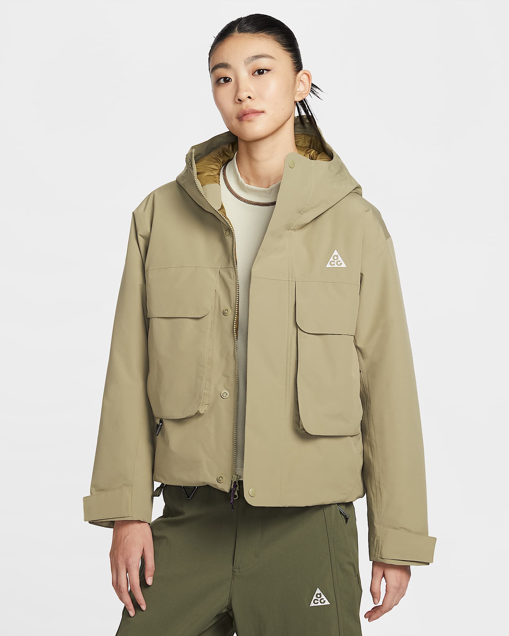 Nike ACG "Skull Peak" Storm-FIT 女子防风拒水夹克 - 橄榄绿/高射炮橄榄绿/大学灰/山峰白