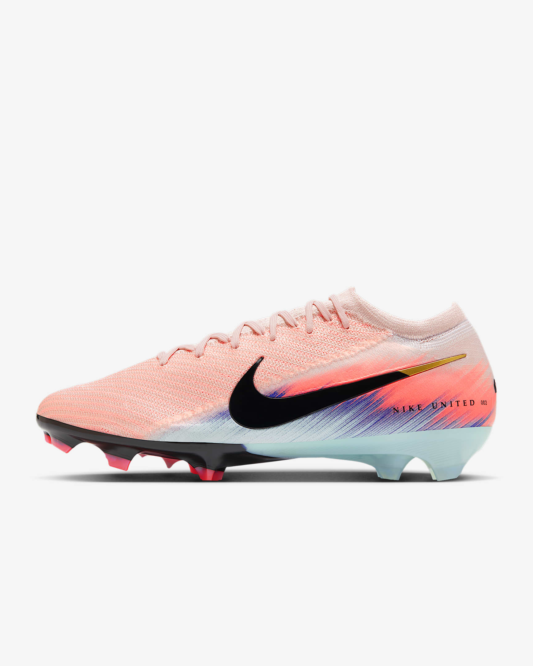 Nike United Mercurial Vapor 16 Elite 耐克刺客系列男/女 FG 天然硬质草地低帮足球鞋 - 砂岩灰粉/赛车蓝