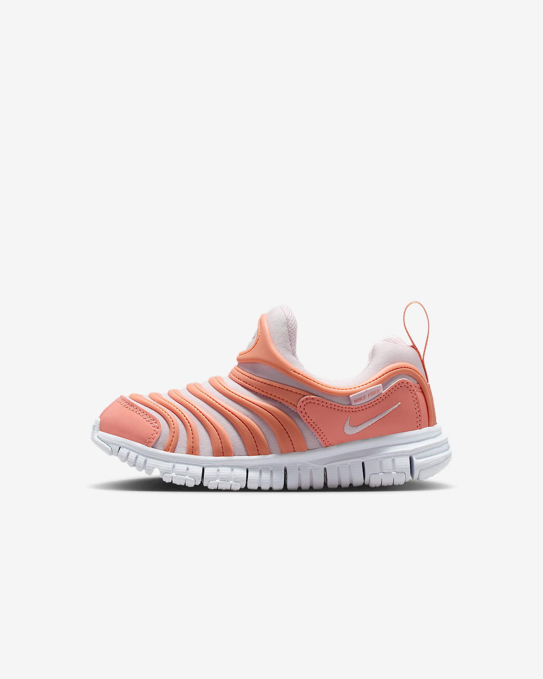 Nike Dynamo Free 耐克毛毛虫幼童一脚蹬易穿脱运动鞋 - 杏黄粉/白色/浅紫丁香色
