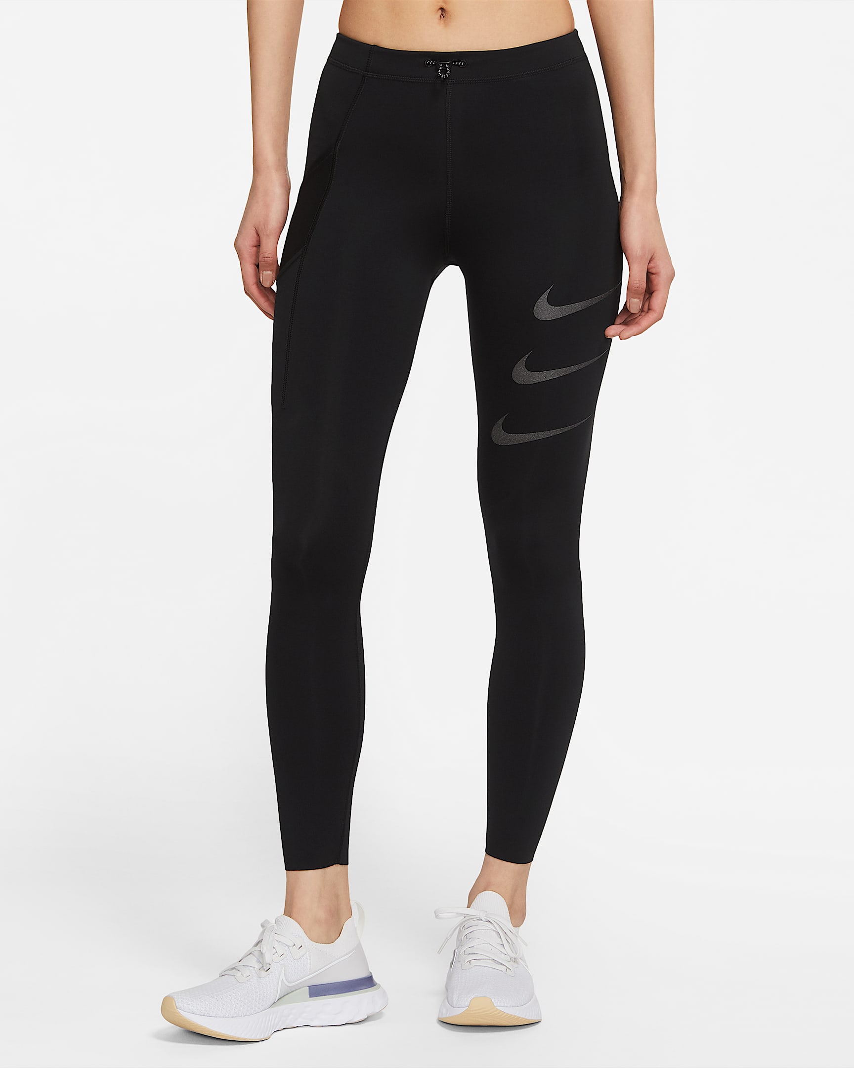 Nike Epic Luxe Run Division 女子中腰跑步紧身裤 - 黑/黑
