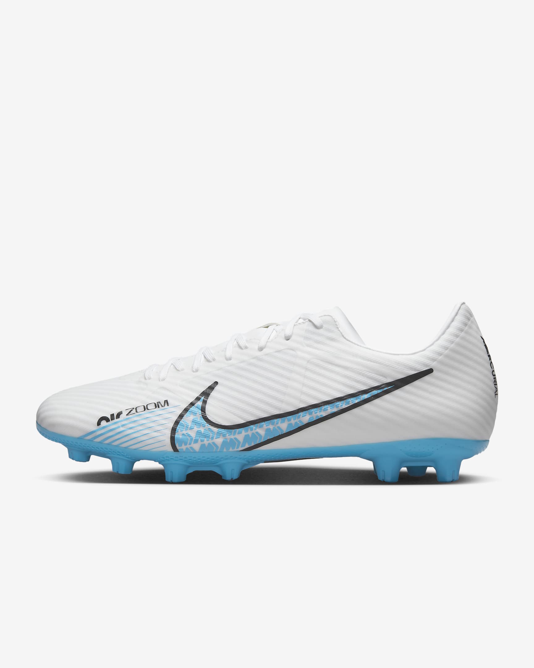 Nike Zoom Vapor 15 Academy HG 男子硬地足球鞋 - 白色/爆炸粉/波罗的海蓝